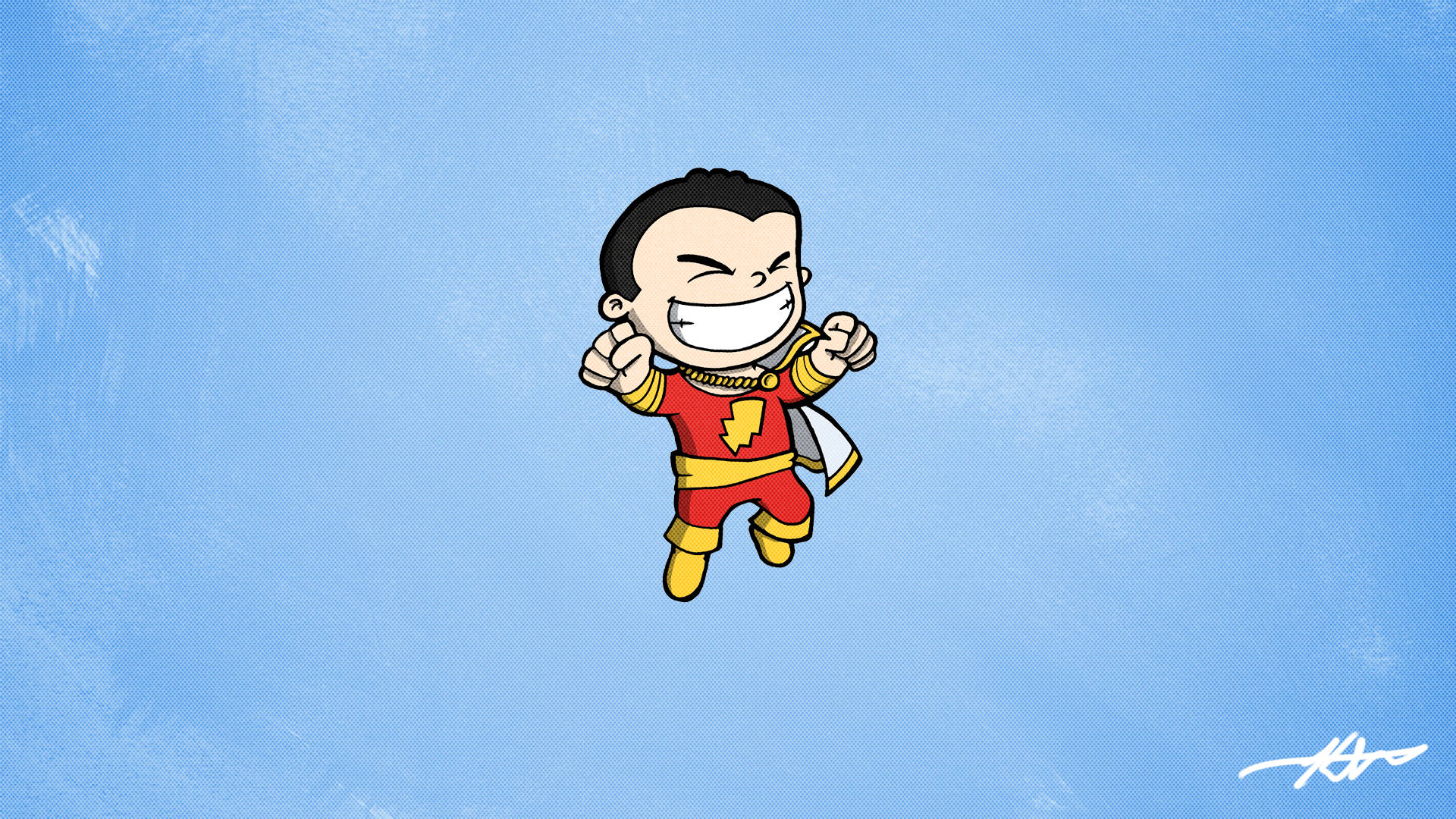Shazam, chibi, red and yellow, Full HD Desktop Wallpaper