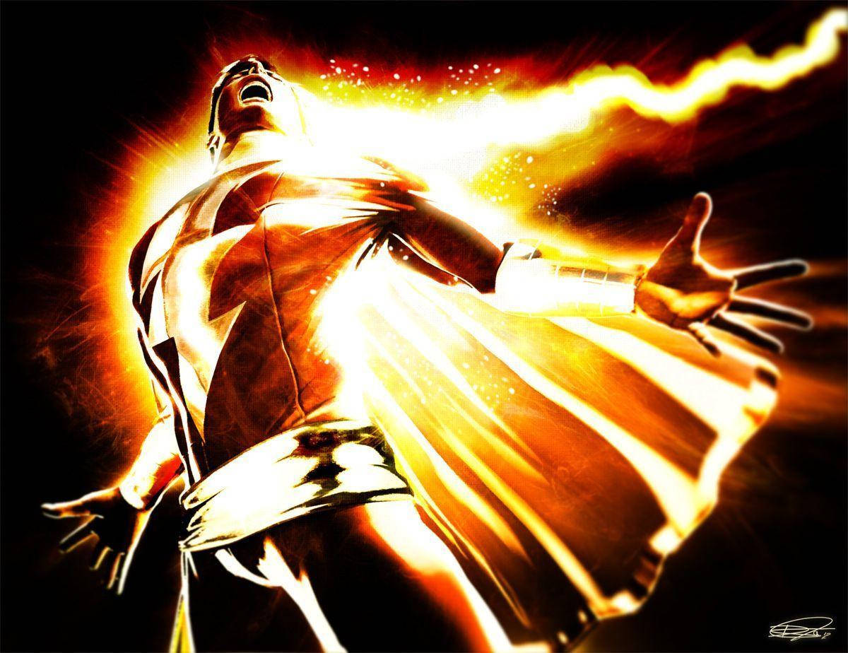 Shazam, golden energy, outstretched hands, SD Desktop Wallpaper