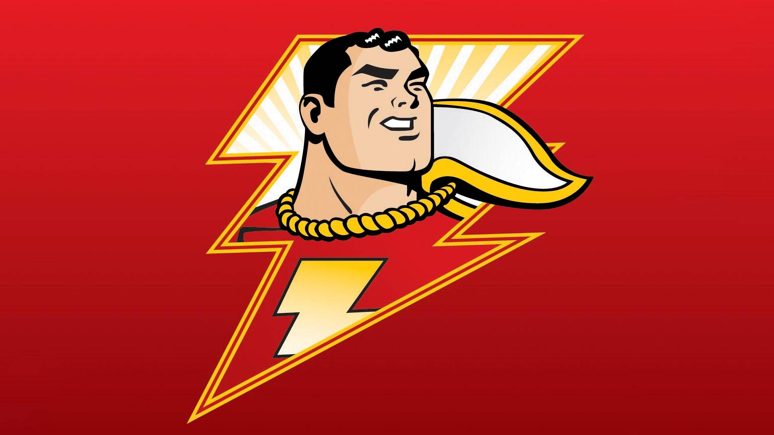Shazam, lightning bolt emblem, yellow rope necklace, 2K Desktop Wallpaper