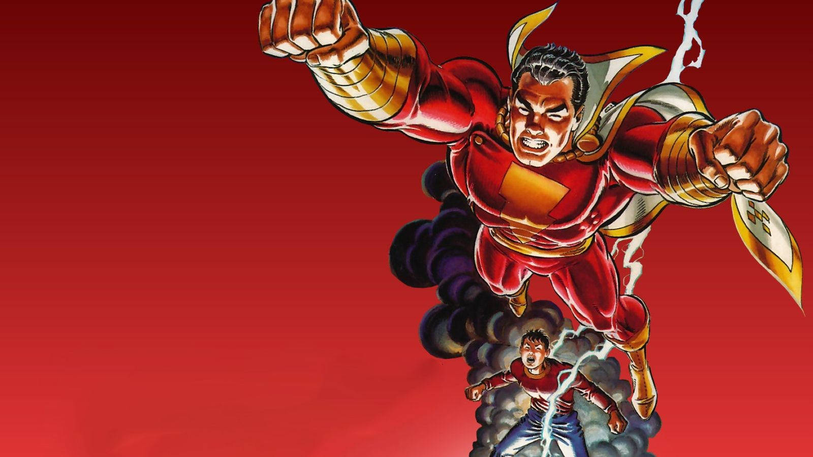 Shazam, red sky, lightning, HD Desktop Wallpaper