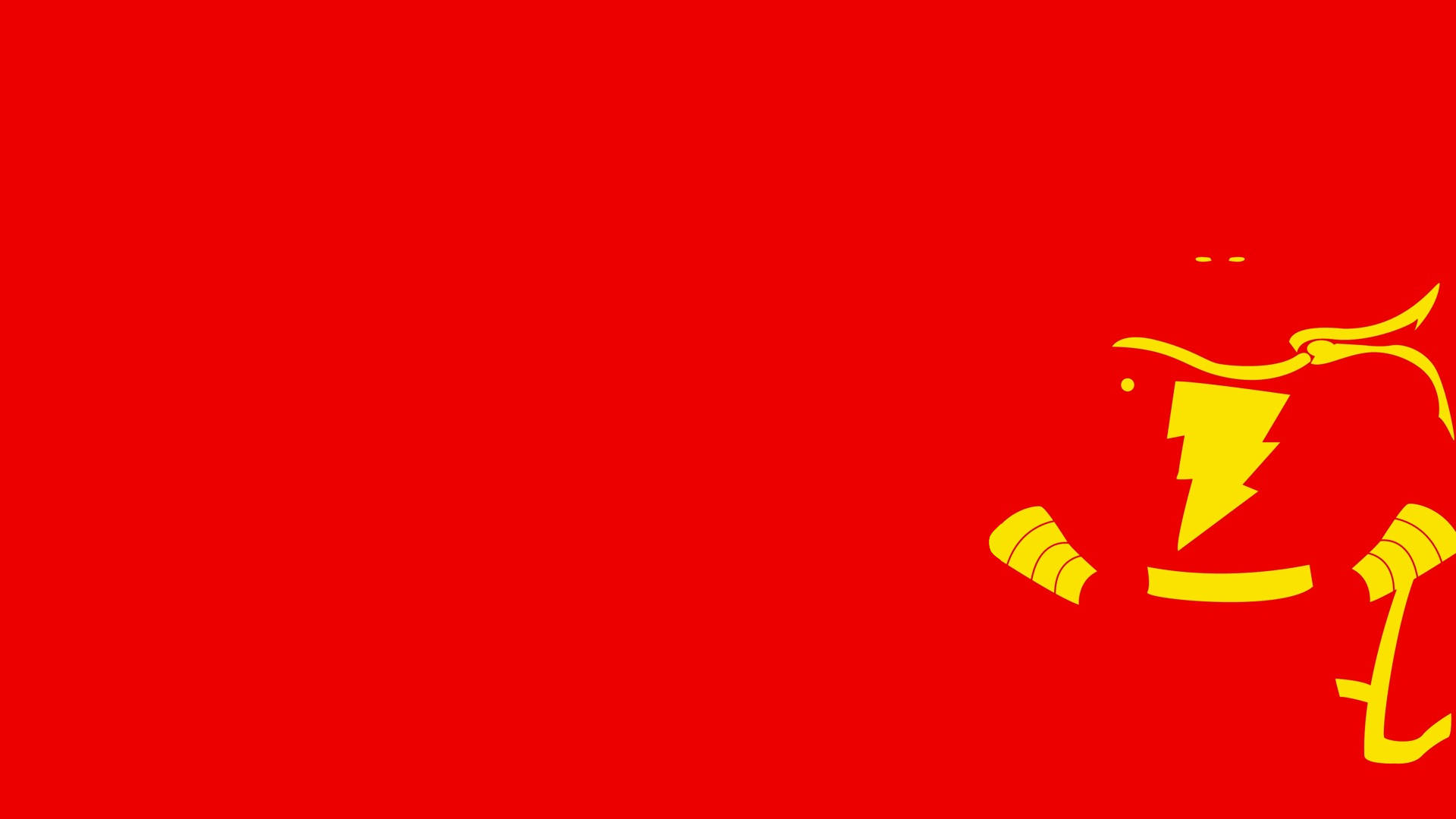 Shazam, red background, yellow lightning bolt, Full HD Desktop Wallpaper