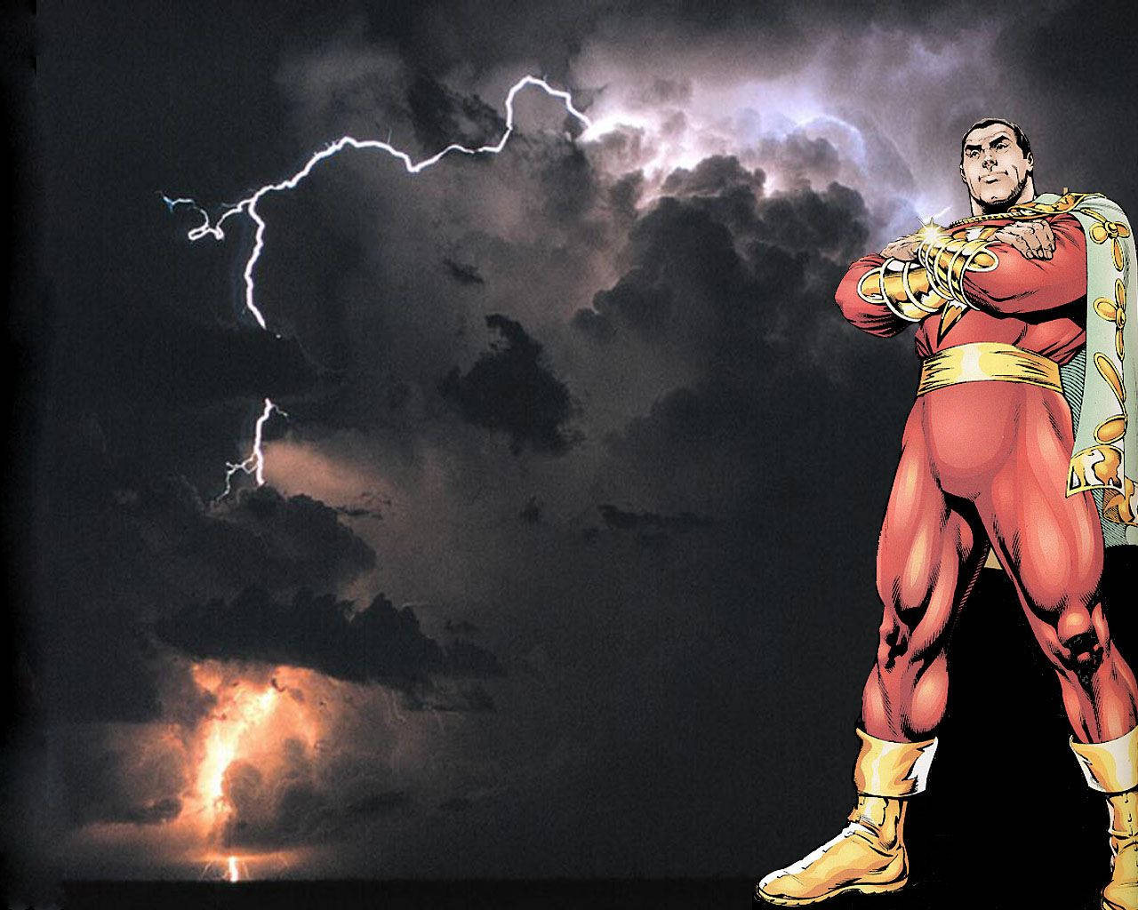 Shazam, real lightning, stormy sky, HD Desktop Wallpaper