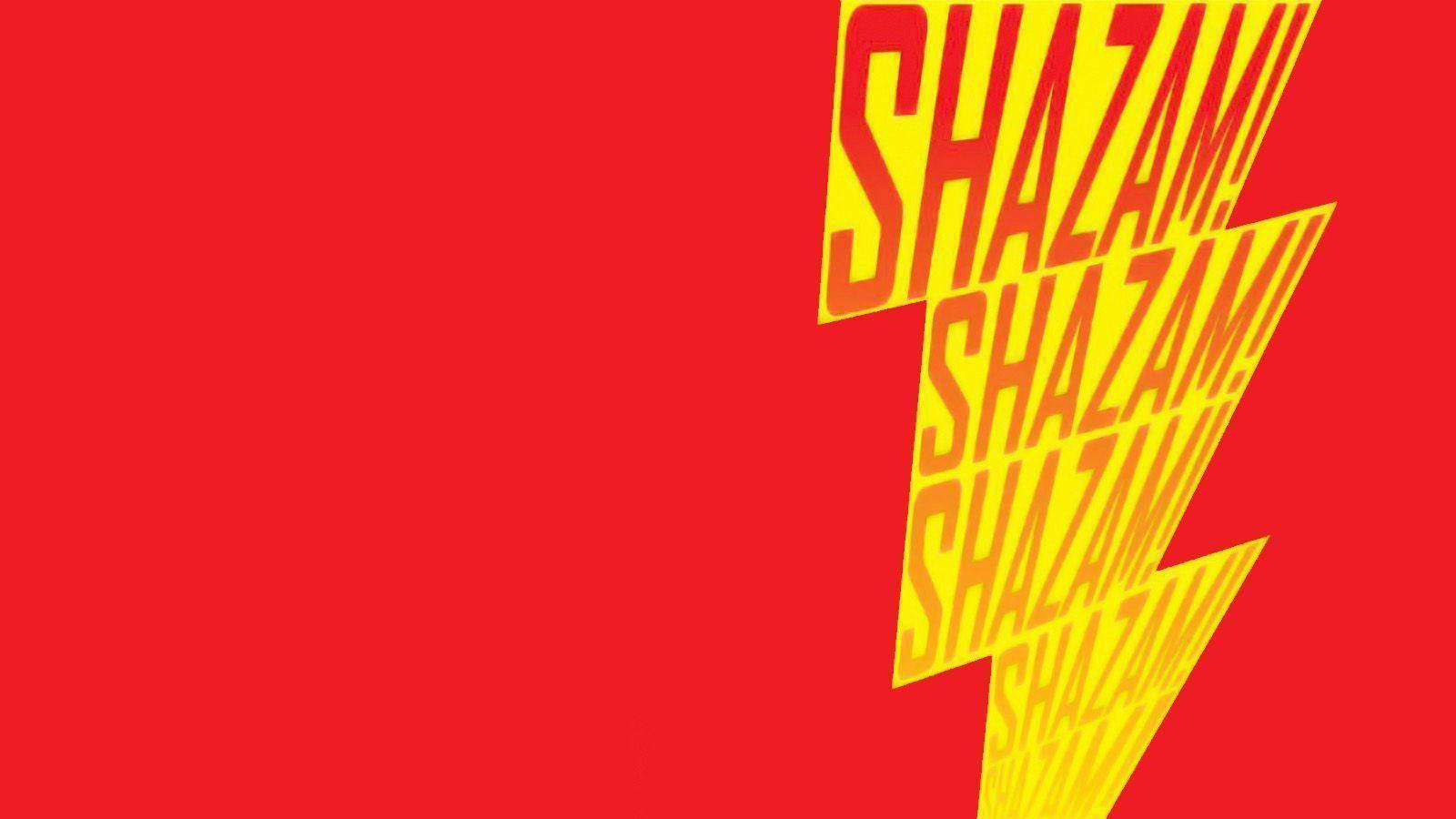Shazam, yellow lightning bolt, red background, HD Desktop Wallpaper