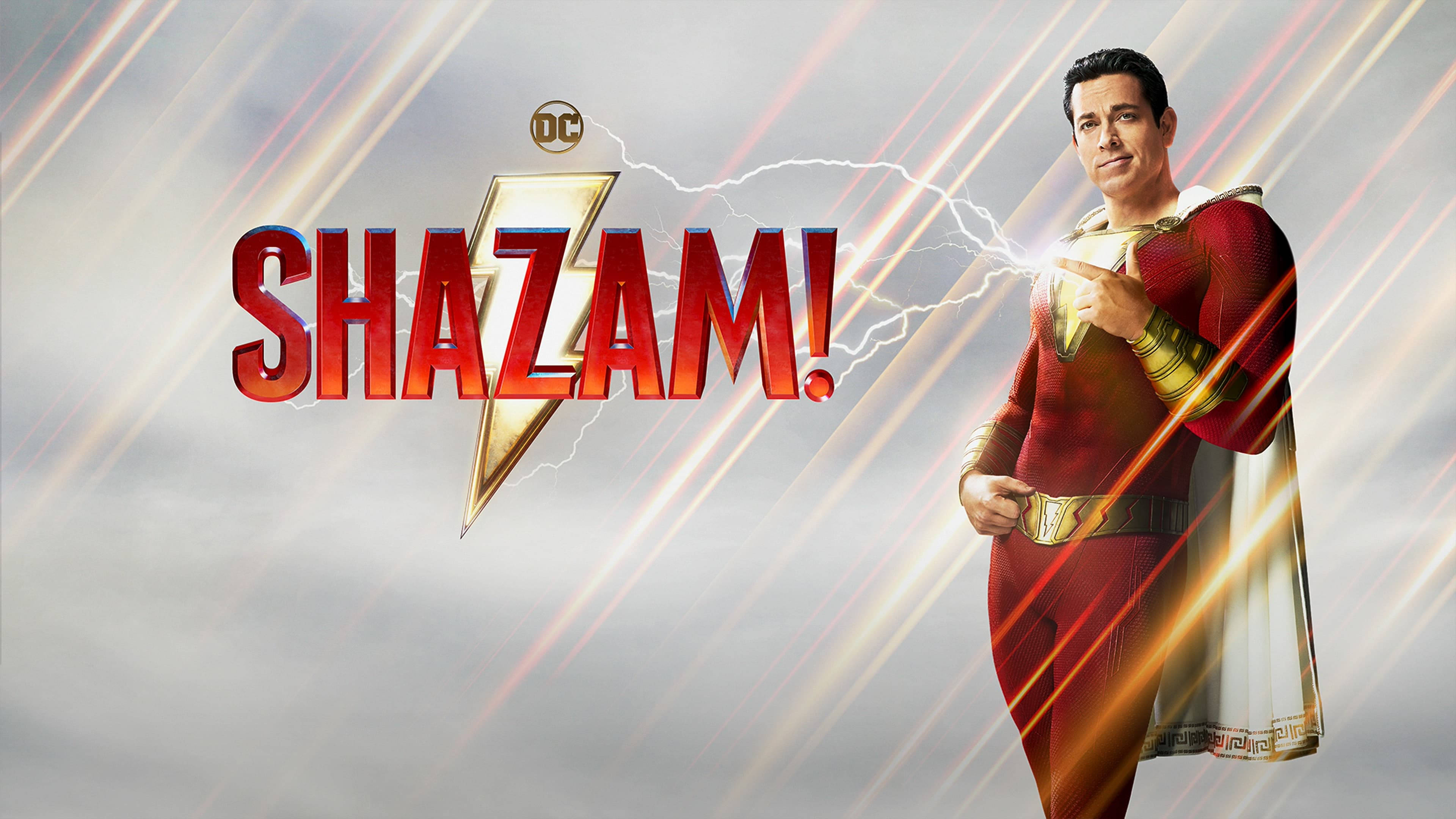 Shazam, red and gold costume, lightning, 4K Desktop Wallpaper