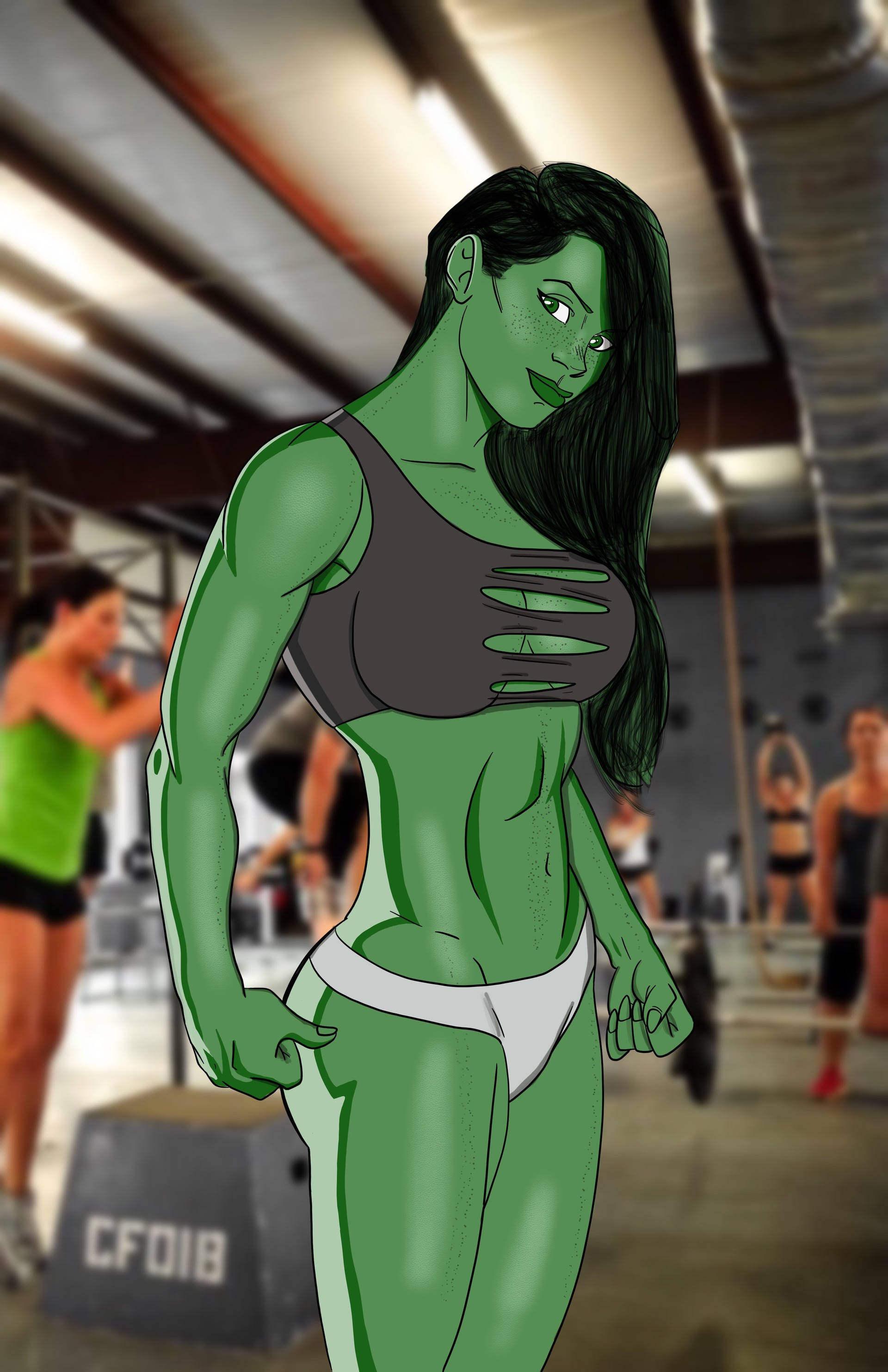 She Hulk, gym, green-skinned, 2K Phone Wallpaper