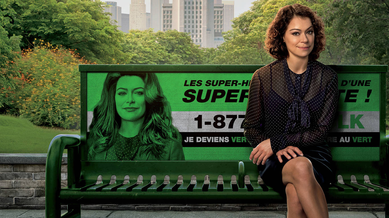 She-Hulk, green park bench, large advertisement, HD Desktop Wallpaper