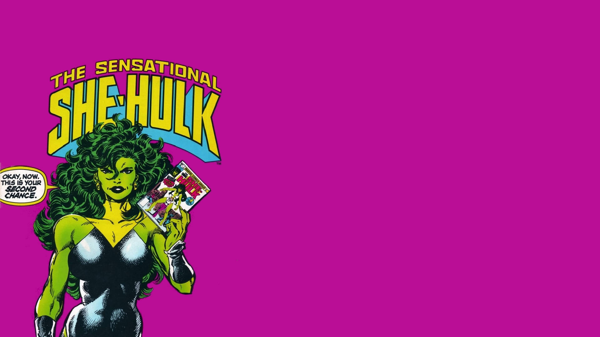 She Hulk, classic comic book art, magenta background, Full HD Desktop Wallpaper