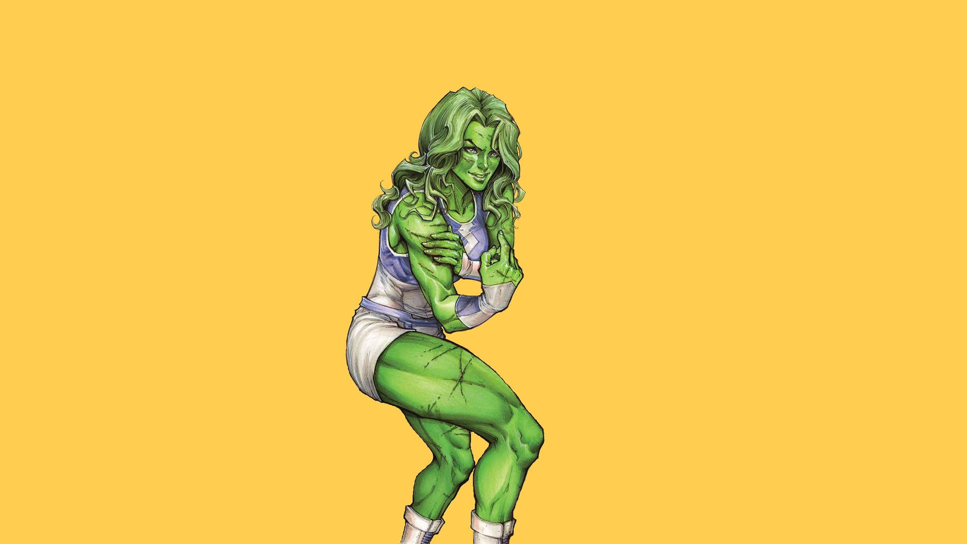 She Hulk, yellow, white outfit, Full HD Desktop Wallpaper