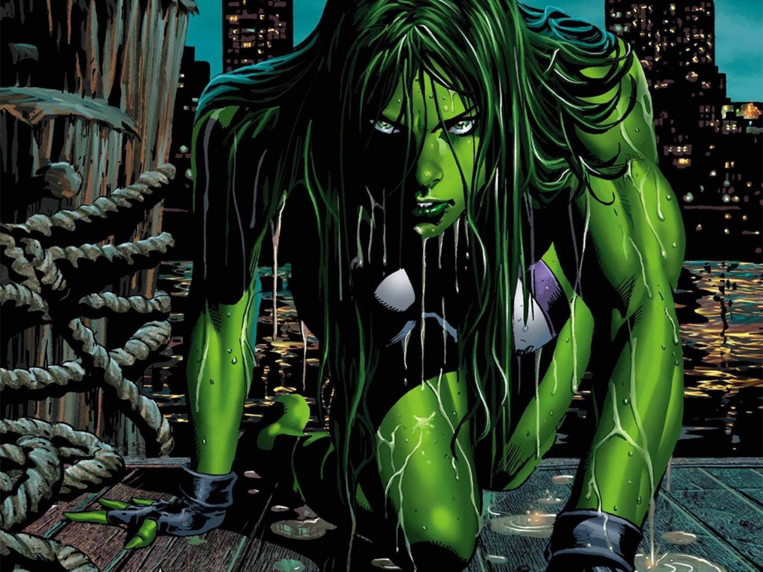 She Hulk, green-skinned, female superhero, 2K Desktop Wallpaper
