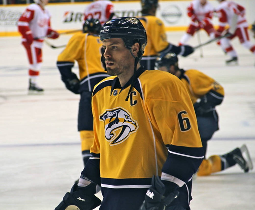 Shea Weber, yellow jersey, number 6, SD Desktop Wallpaper