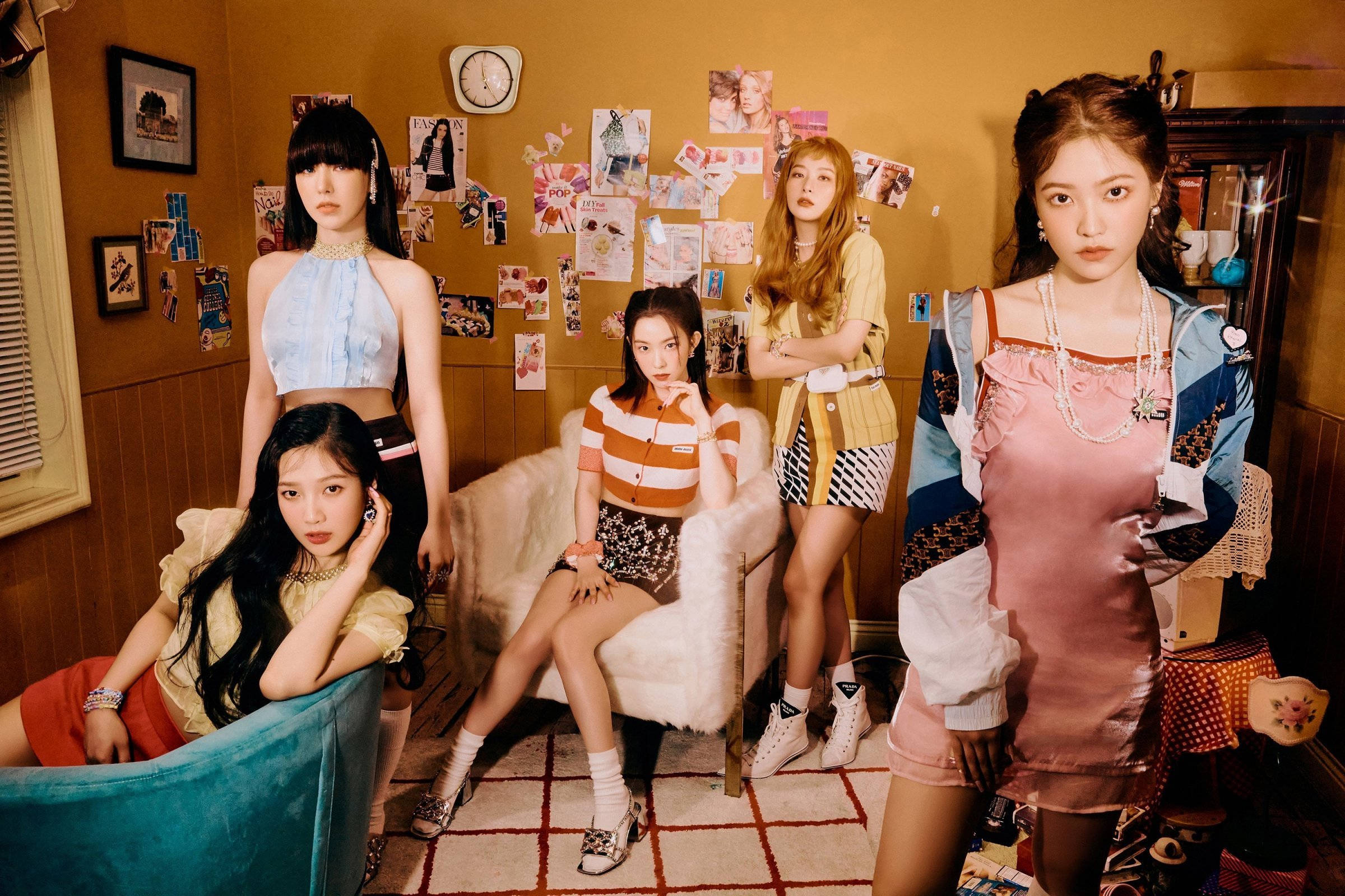 Sheesh, red velvet, retro bedroom, Full HD Desktop Wallpaper