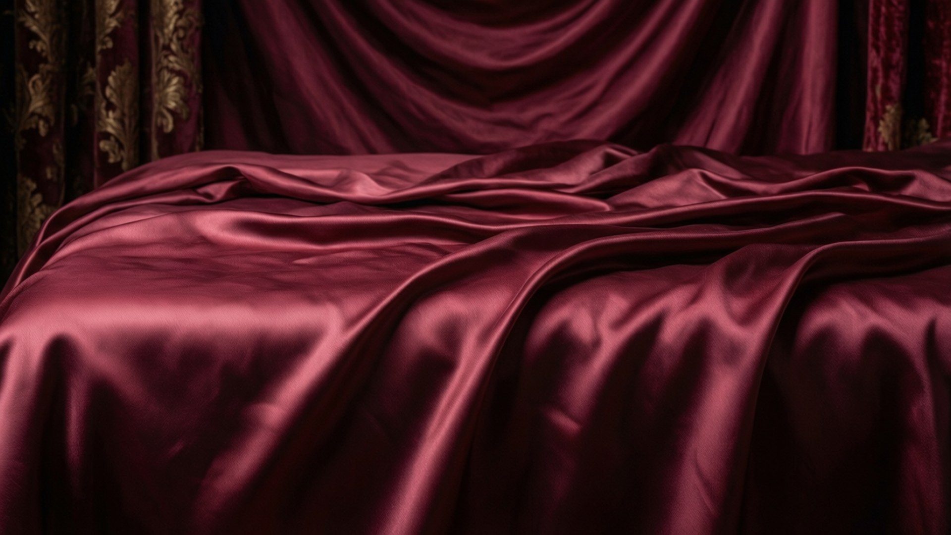 burgundy silk, deep red silk, shiny folds, Full HD Desktop Wallpaper