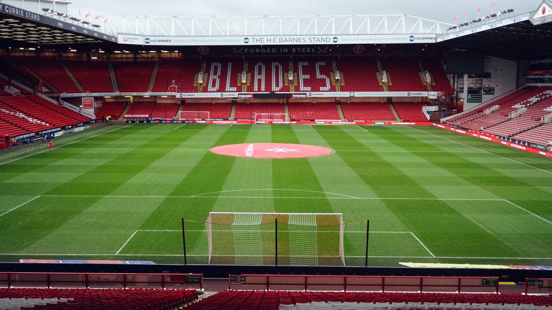 Sheffield United, home field, vibrant green pitch, Full HD Desktop Wallpaper