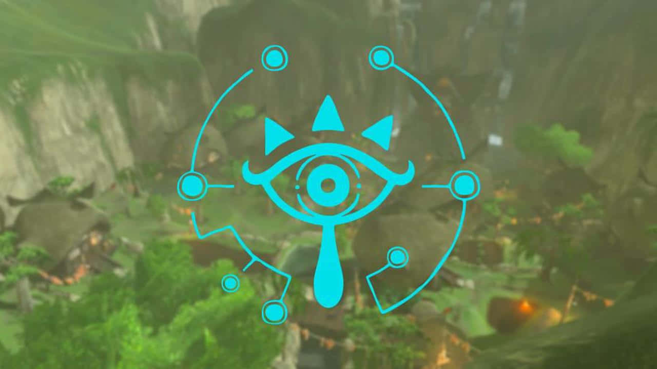 Sheikah Slate 4K, triforce eye symbol, lush green forested canyon, HD Desktop Wallpaper
