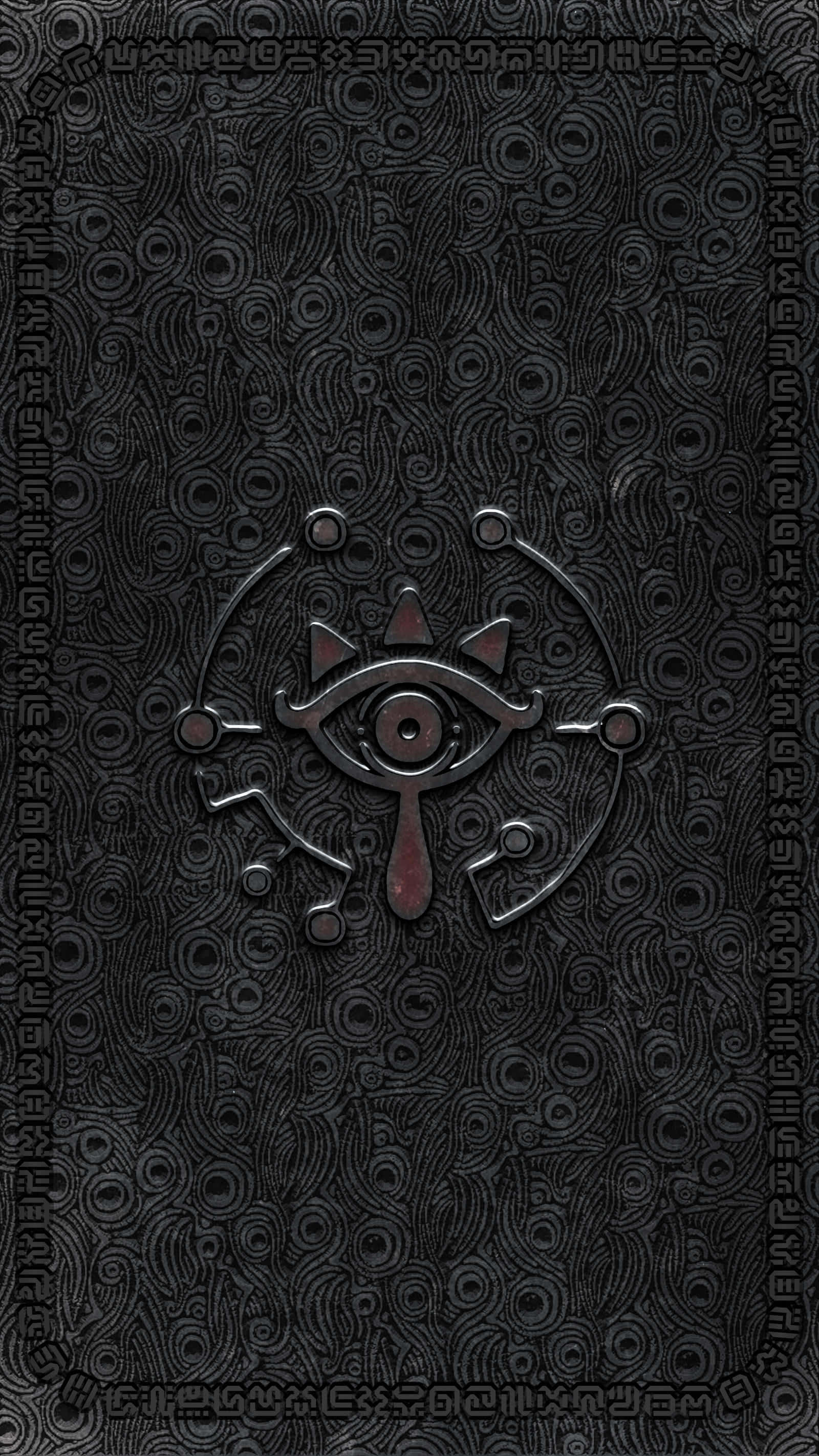 Sheikah Slate 4K, metallic eye symbol, intricate swirling patterns, 2K Phone Wallpaper