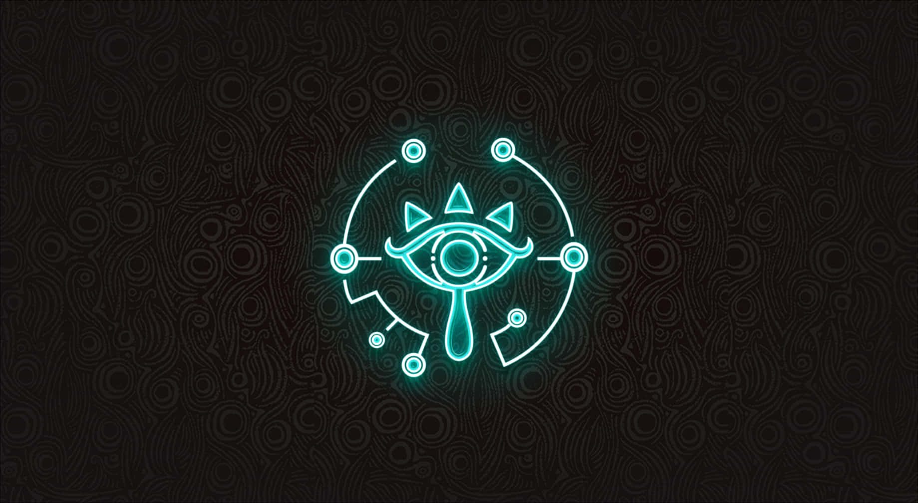 Sheikah Slate 4K, cyan triforce eye, dark textured background, HD Desktop Wallpaper