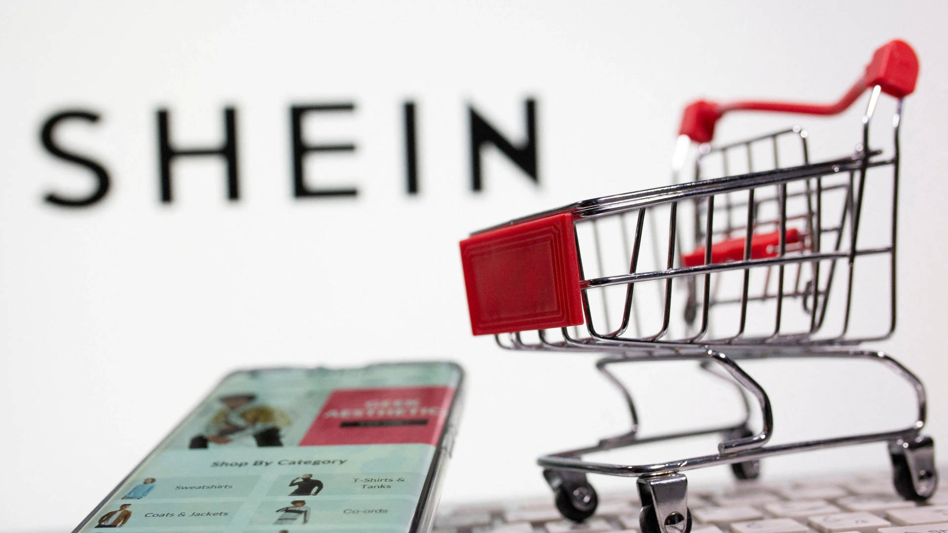 Shein Mini Cart, Shein app interface, SHEIN logo, Full HD Desktop Wallpaper