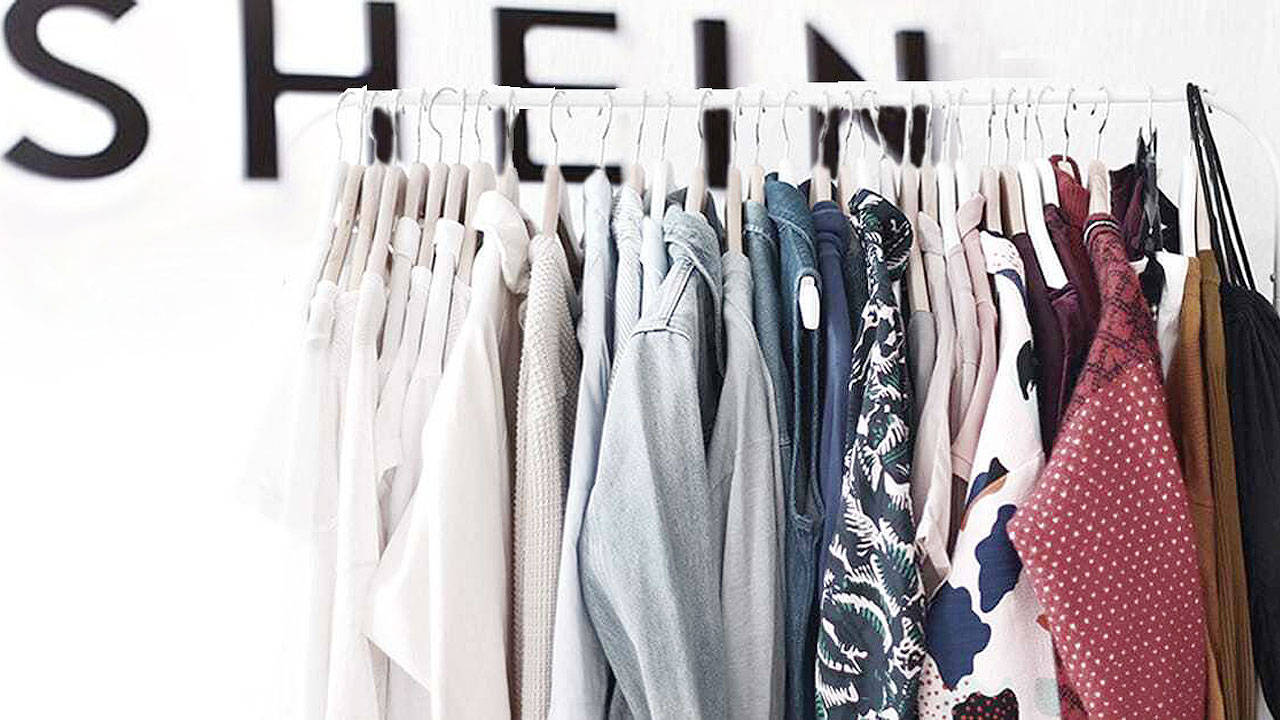 Shein, clothes rack, white wall, HD Desktop Wallpaper