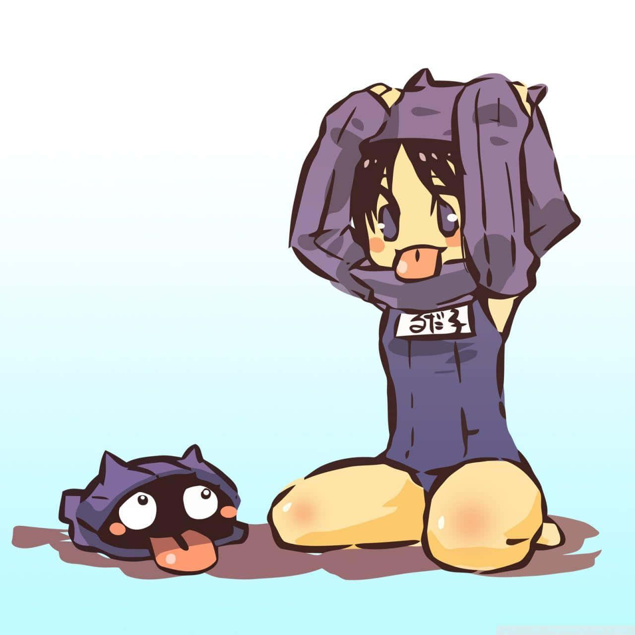 Shellder, student swimsuit, purple hoodie, HD Desktop Wallpaper