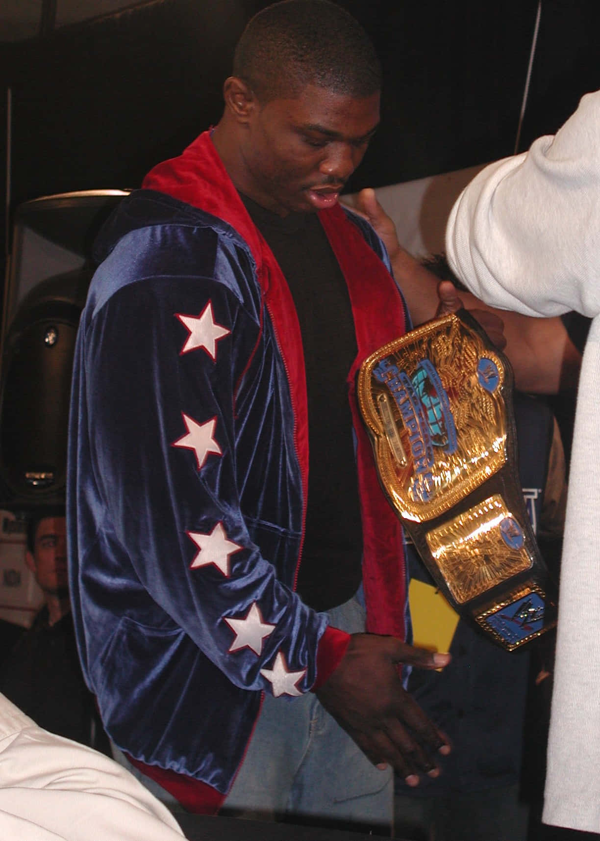 Shelton Benjamin, tag team championship belt, blue velvet jacket, HD Phone Wallpaper