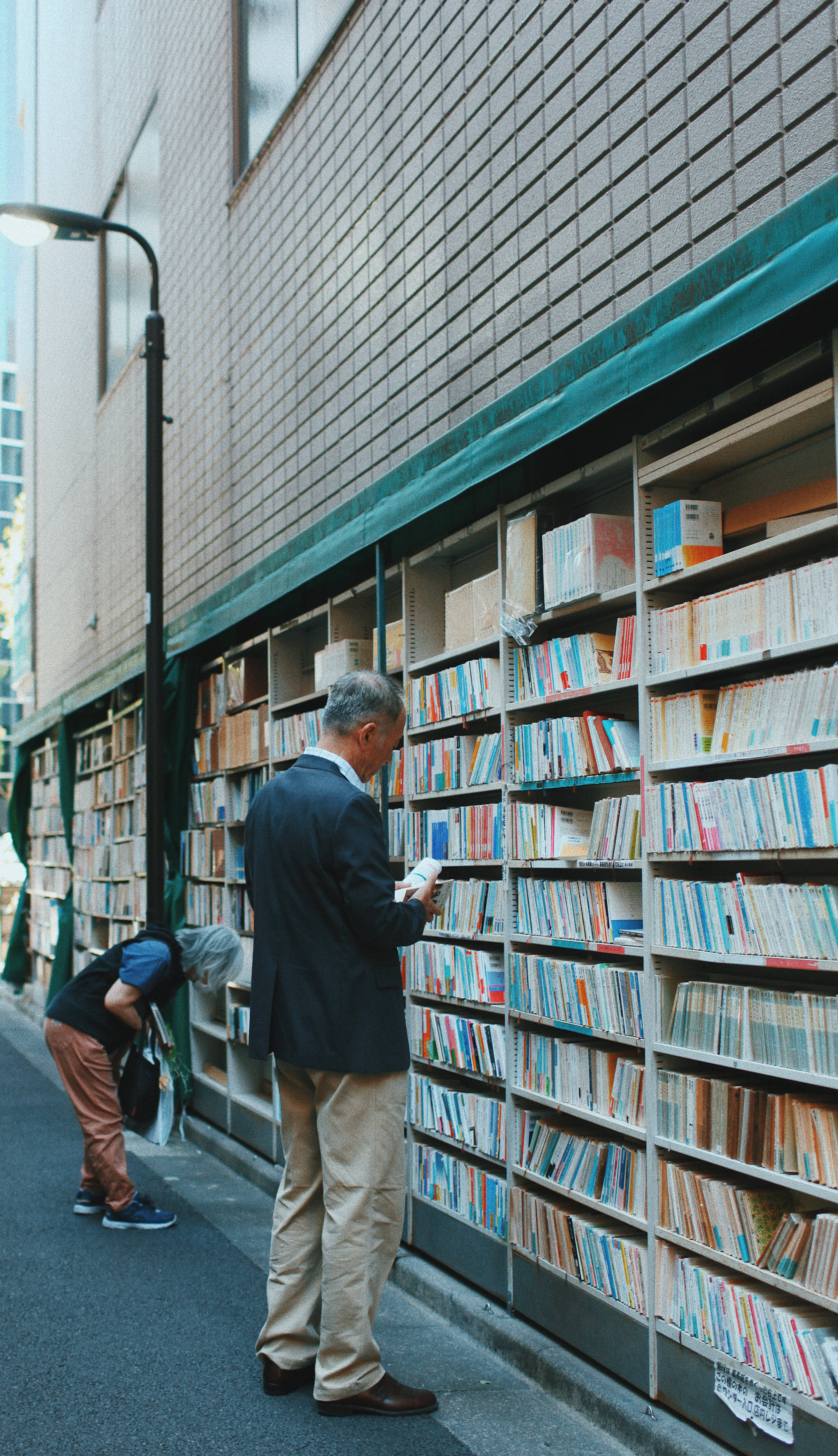 Shelves In Public, outdoor shelves, narrow urban alleyway, 4K Phone Wallpaper