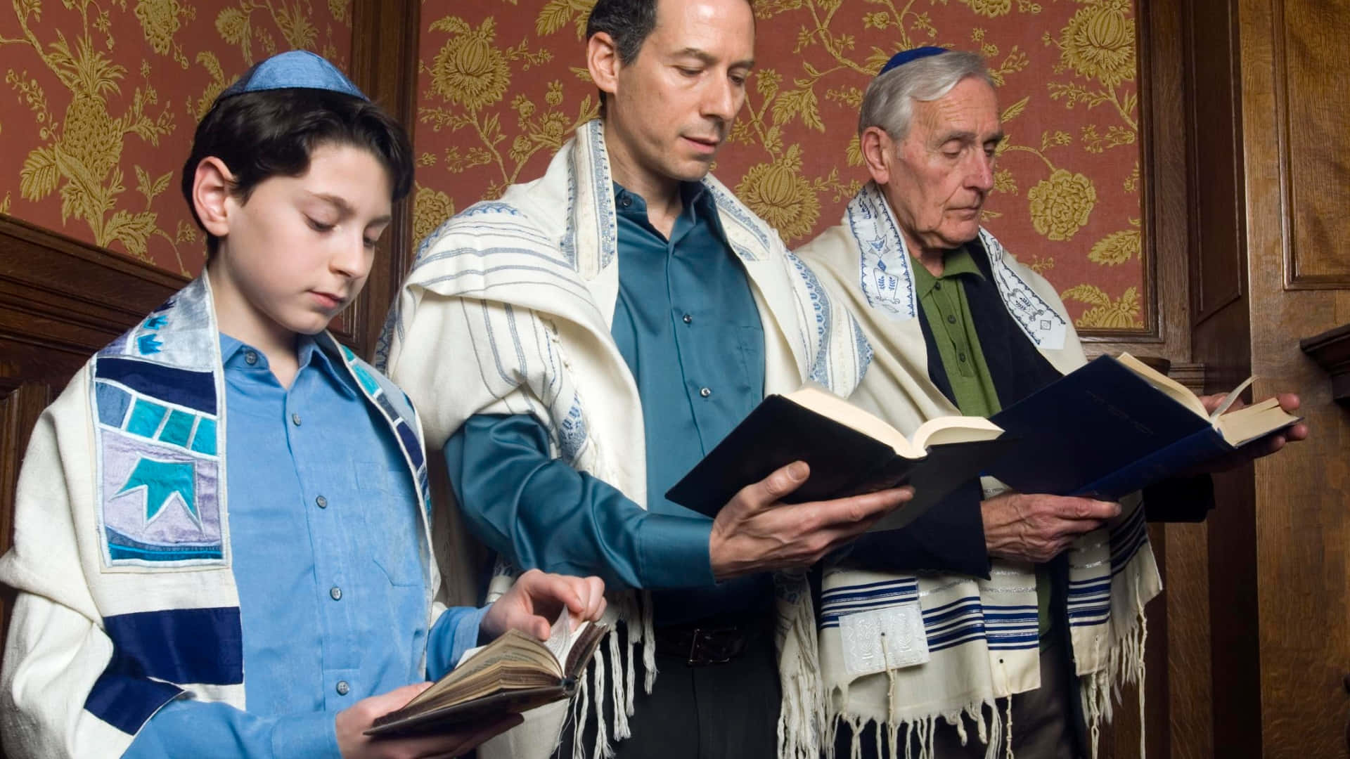 Shemini Atzeret, synagogue, prayer shawls, Full HD Desktop Wallpaper