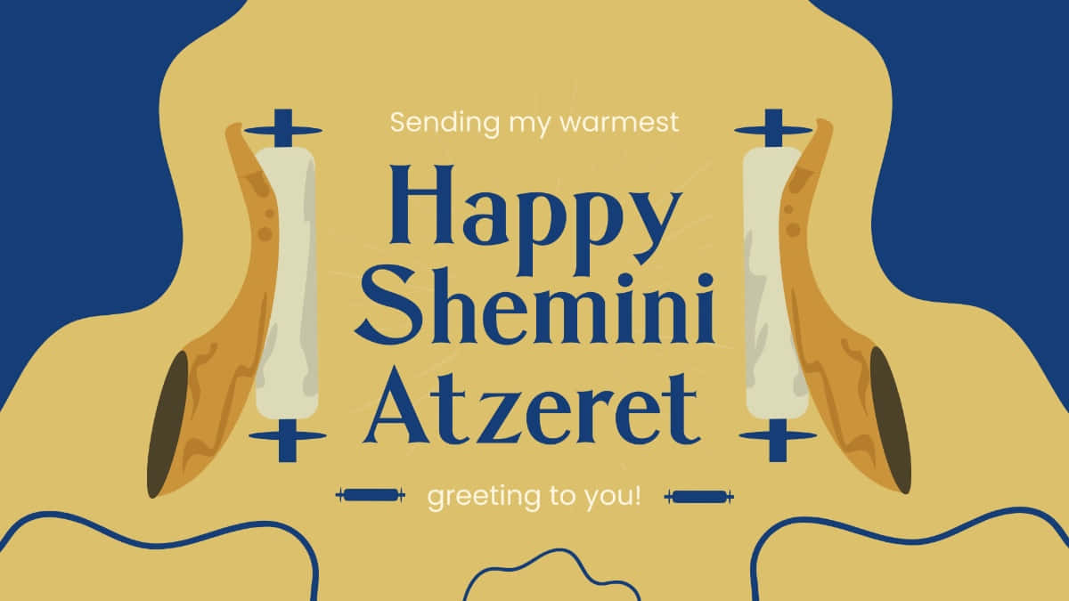 Shemini Atzeret, shofars, blue text, SD Desktop Wallpaper