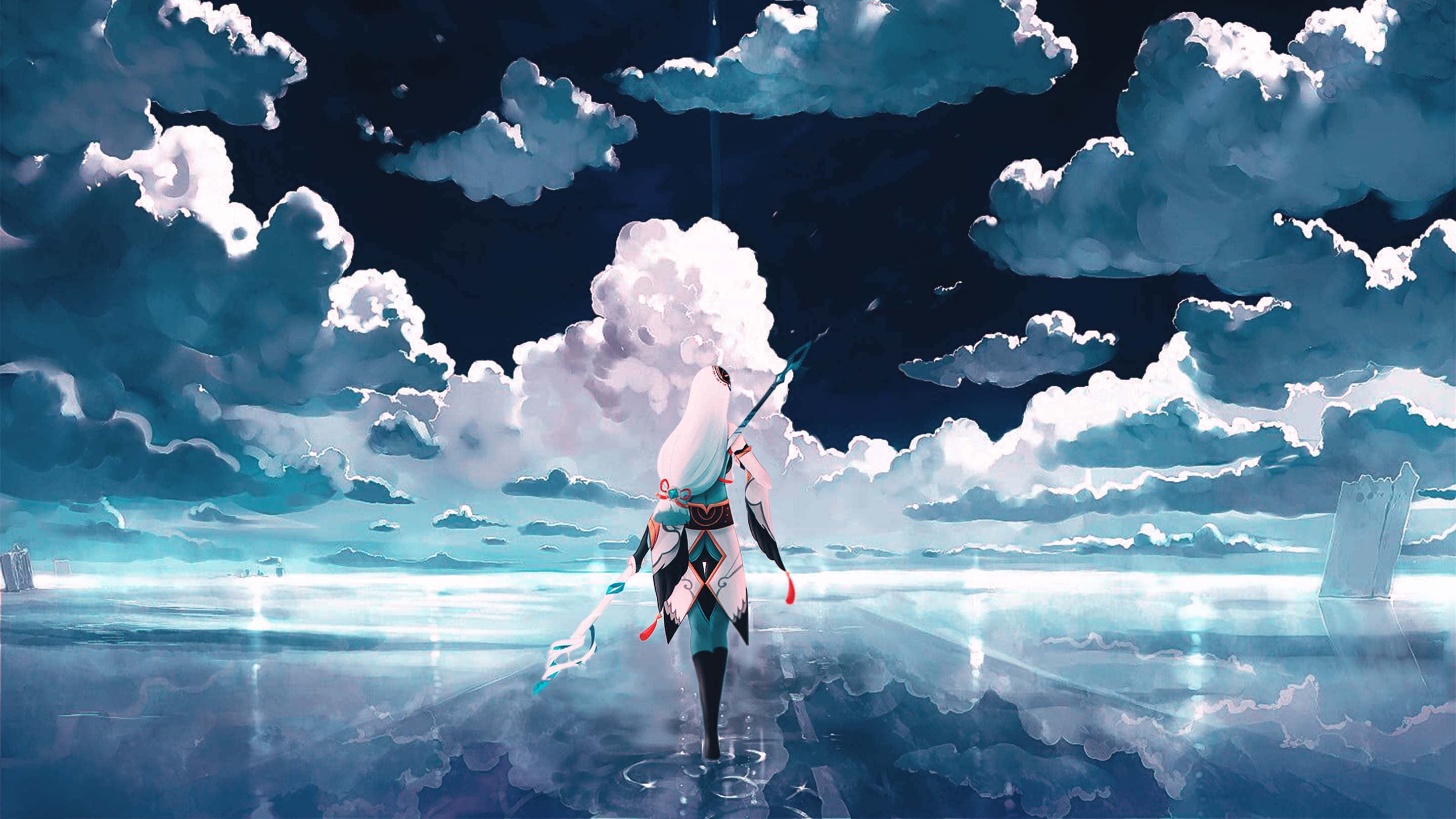 Shenhe, crystalline waters, reflective water, 2K Desktop Wallpaper