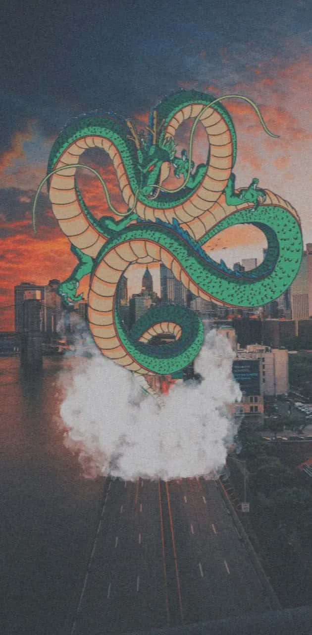 Shenron, city skyline, sunset, HD Phone Wallpaper