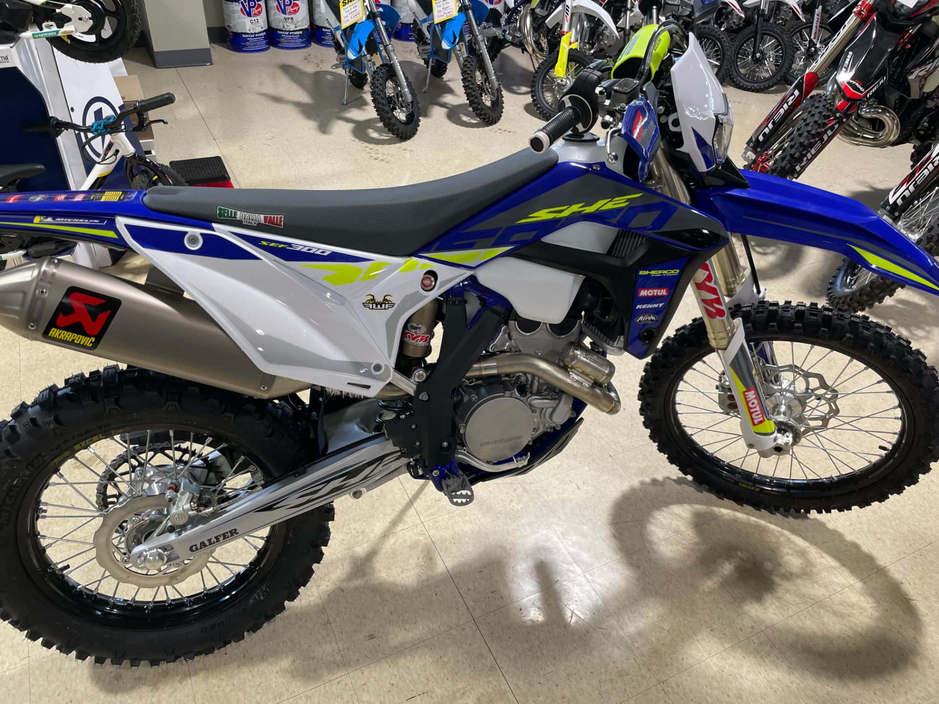 Sherco, dirt bike, blue and white, Full HD Desktop Wallpaper