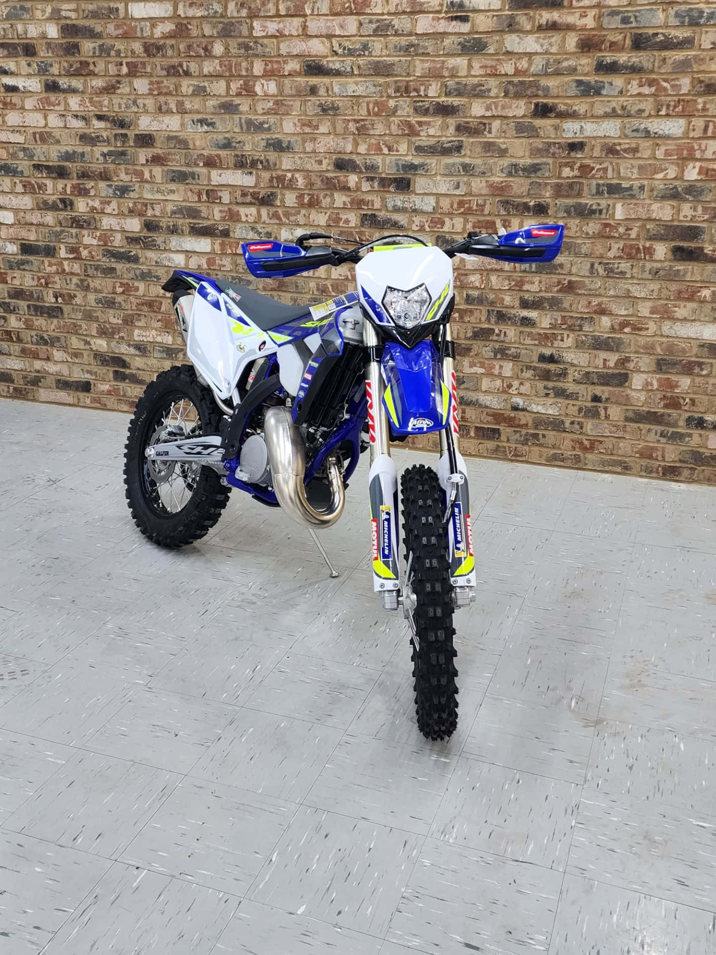 Sherco, dirt bike, blue and white, Full HD Phone Wallpaper