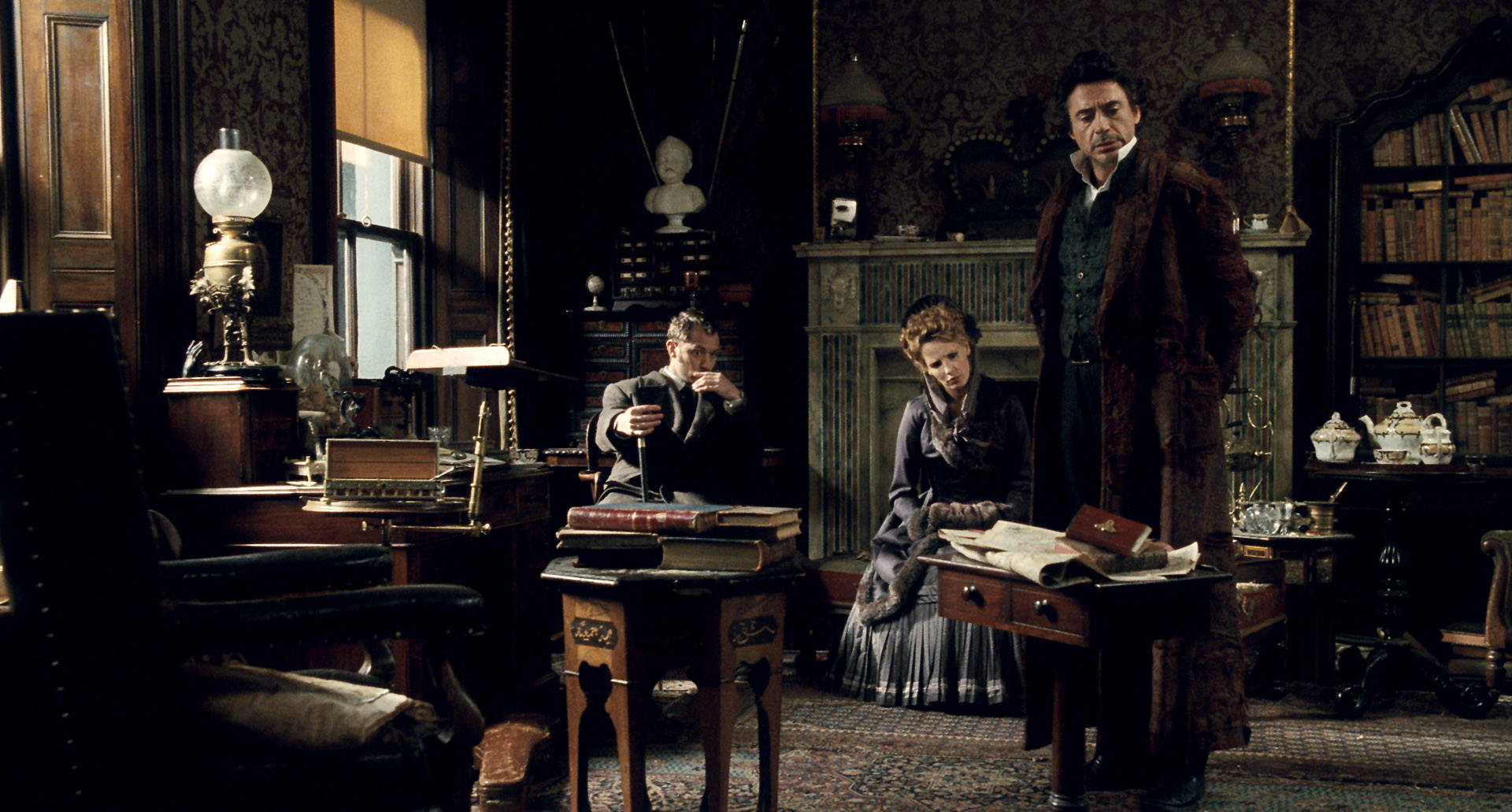 2009 Sherlock Holmes, Victorian study, books, Full HD Desktop Wallpaper