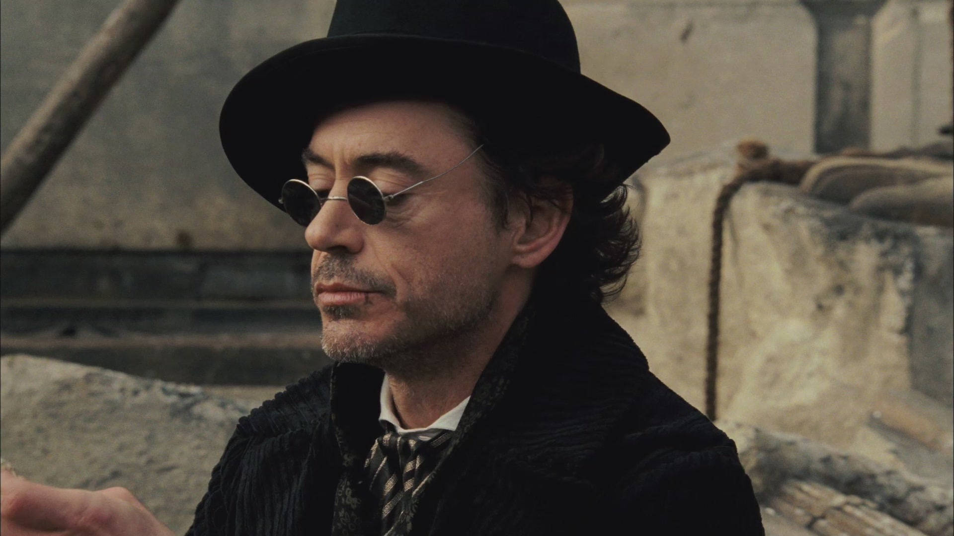 Sherlock Holmes, pier scene, black hat, Full HD Desktop Wallpaper