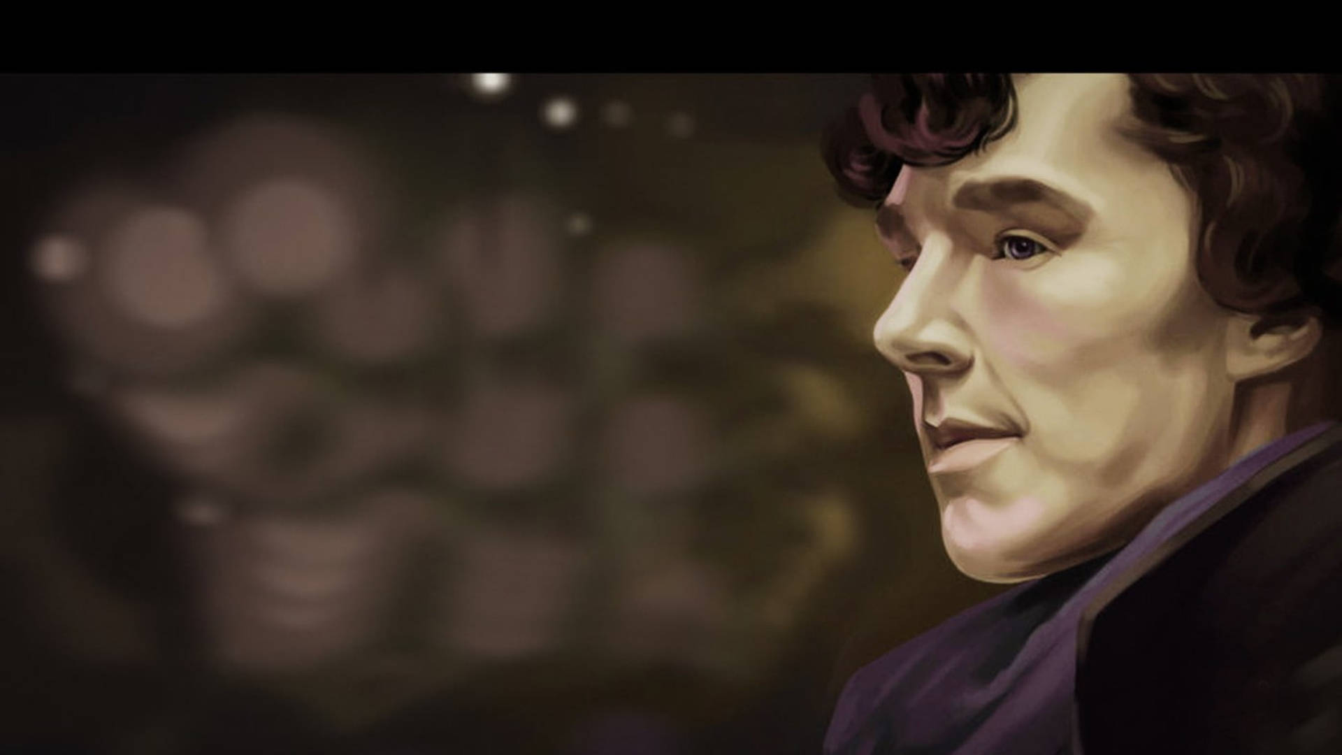 Sherlock, curly brown hair, profile, Full HD Desktop Wallpaper