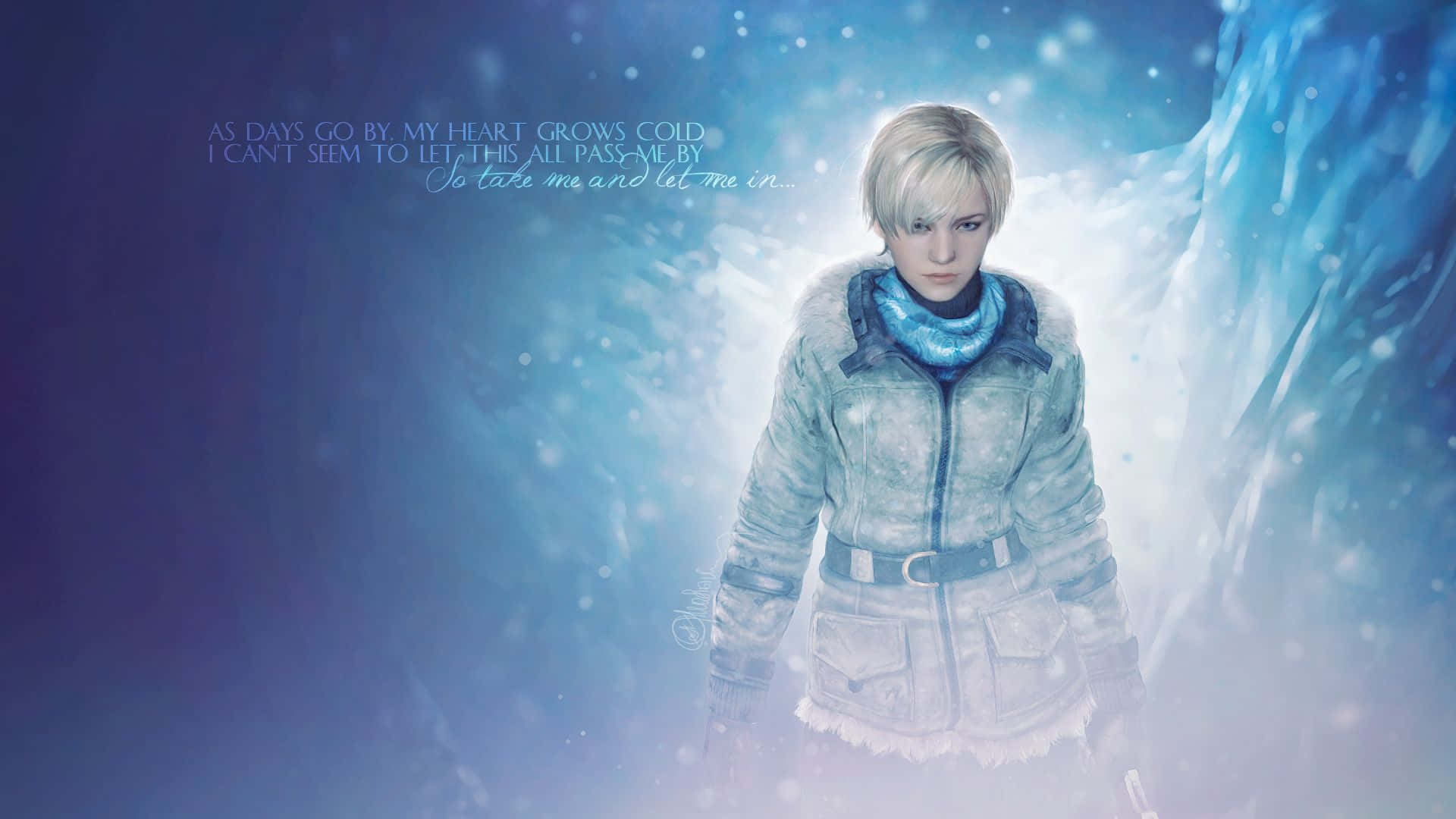 Sherry Birkin, signature outfit, winter coat, Full HD Desktop Wallpaper