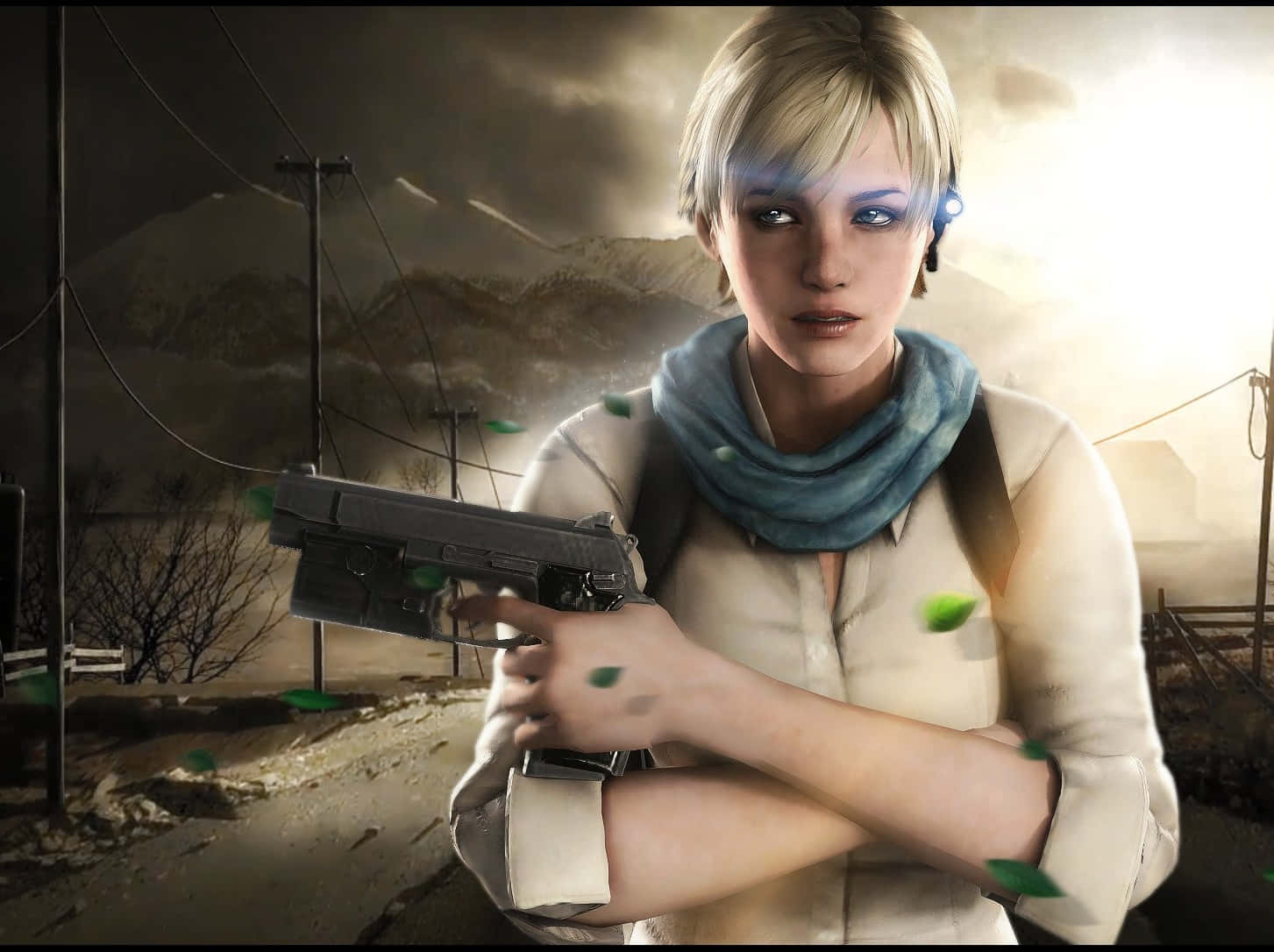 Sherry Birkin, short blonde hair, pistol, HD Desktop Wallpaper