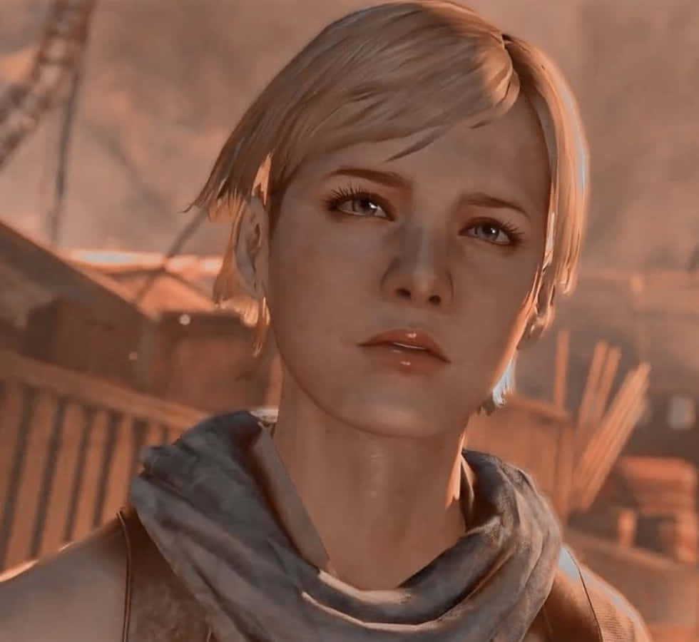 Sherry Birkin, short blonde hair, gray scarf, SD Desktop Wallpaper