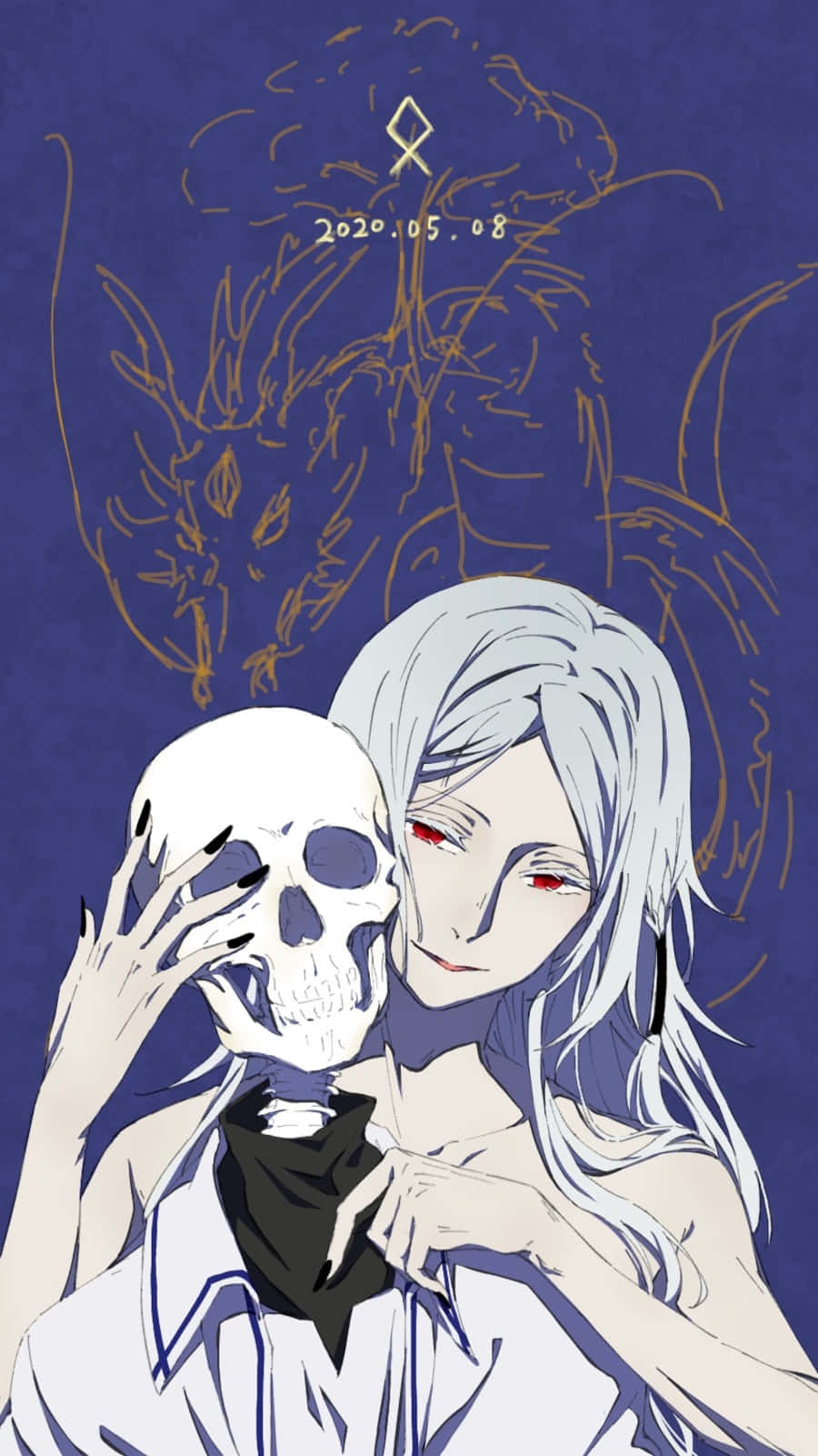 Shibusawa Tatsuhiko, silver hair, red eyes, HD Phone Wallpaper