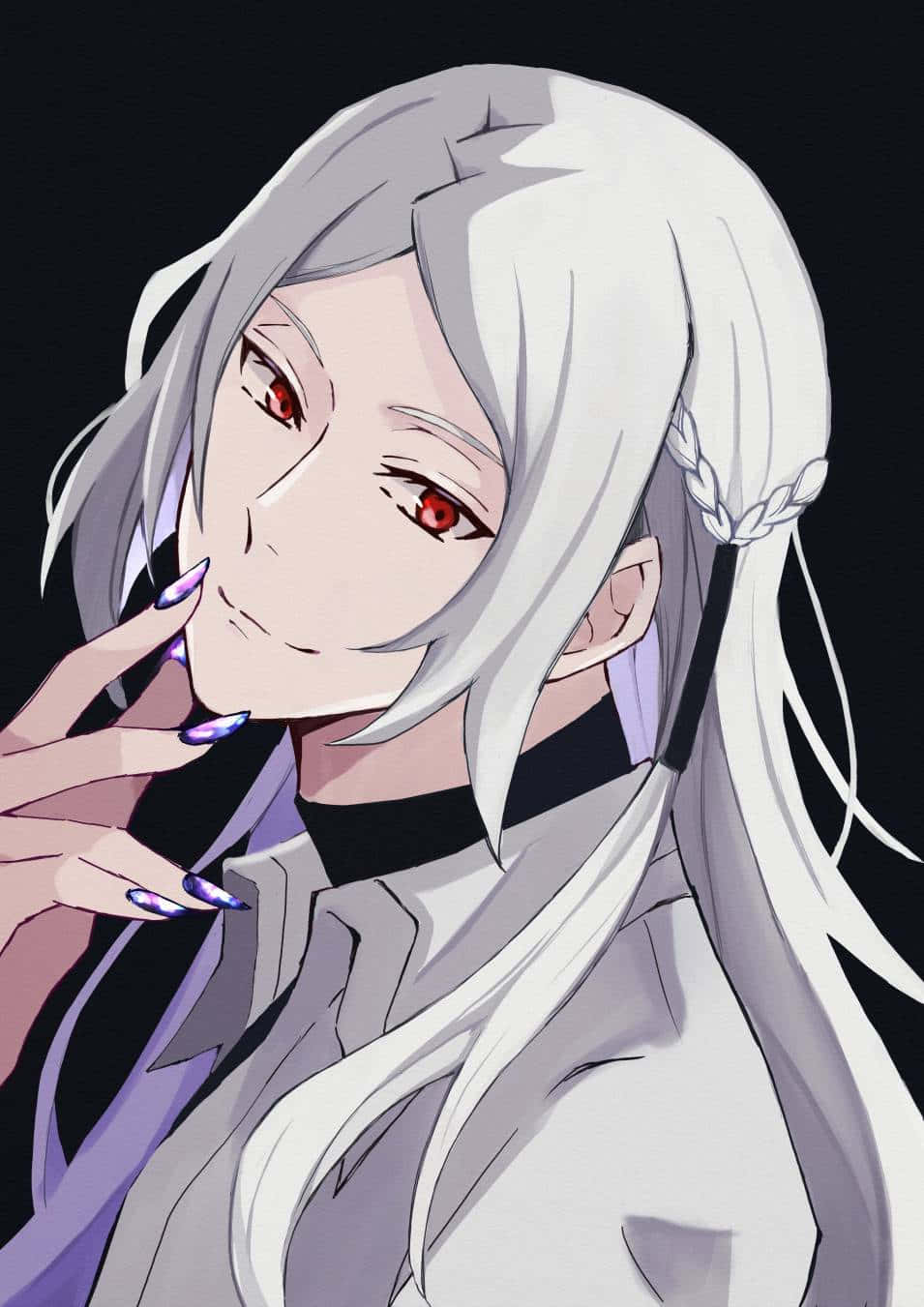 Shibusawa Tatsuhiko, silver hair, red eyes, HD Phone Wallpaper