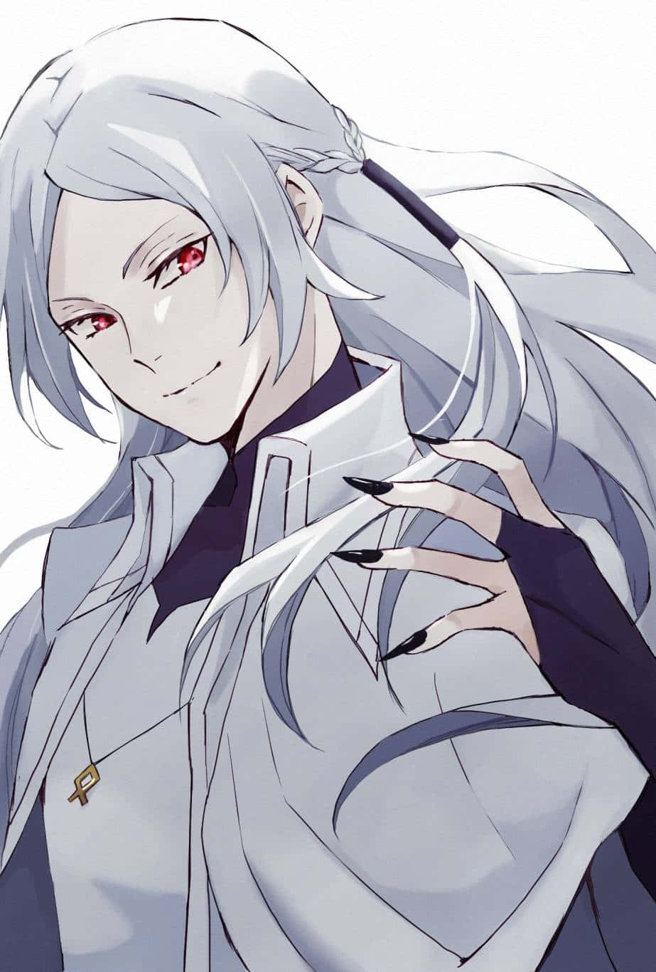 Shibusawa Tatsuhiko, silver-haired, red eyes, HD Phone Wallpaper