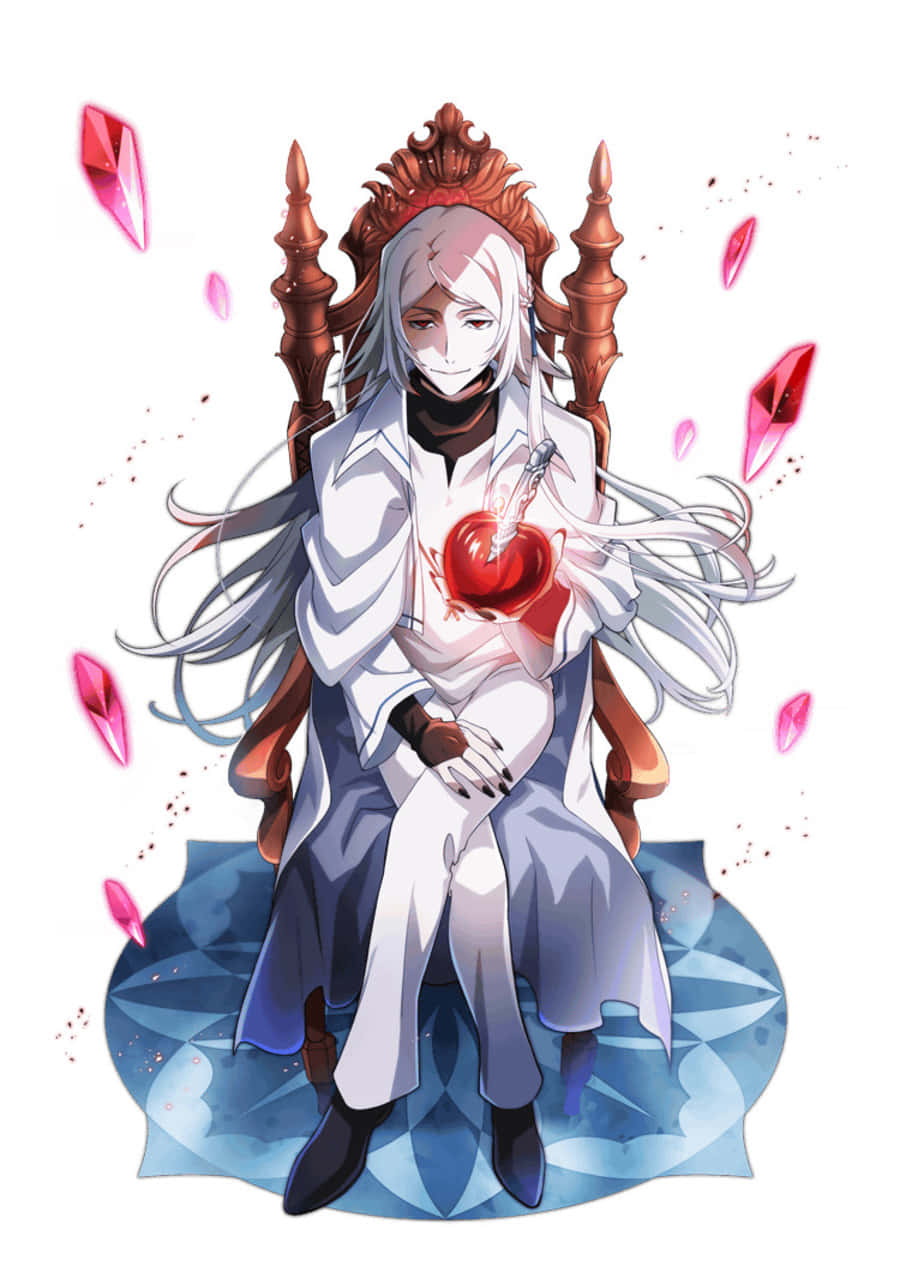 Shibusawa Tatsuhiko, long white hair, throne, SD Phone Wallpaper