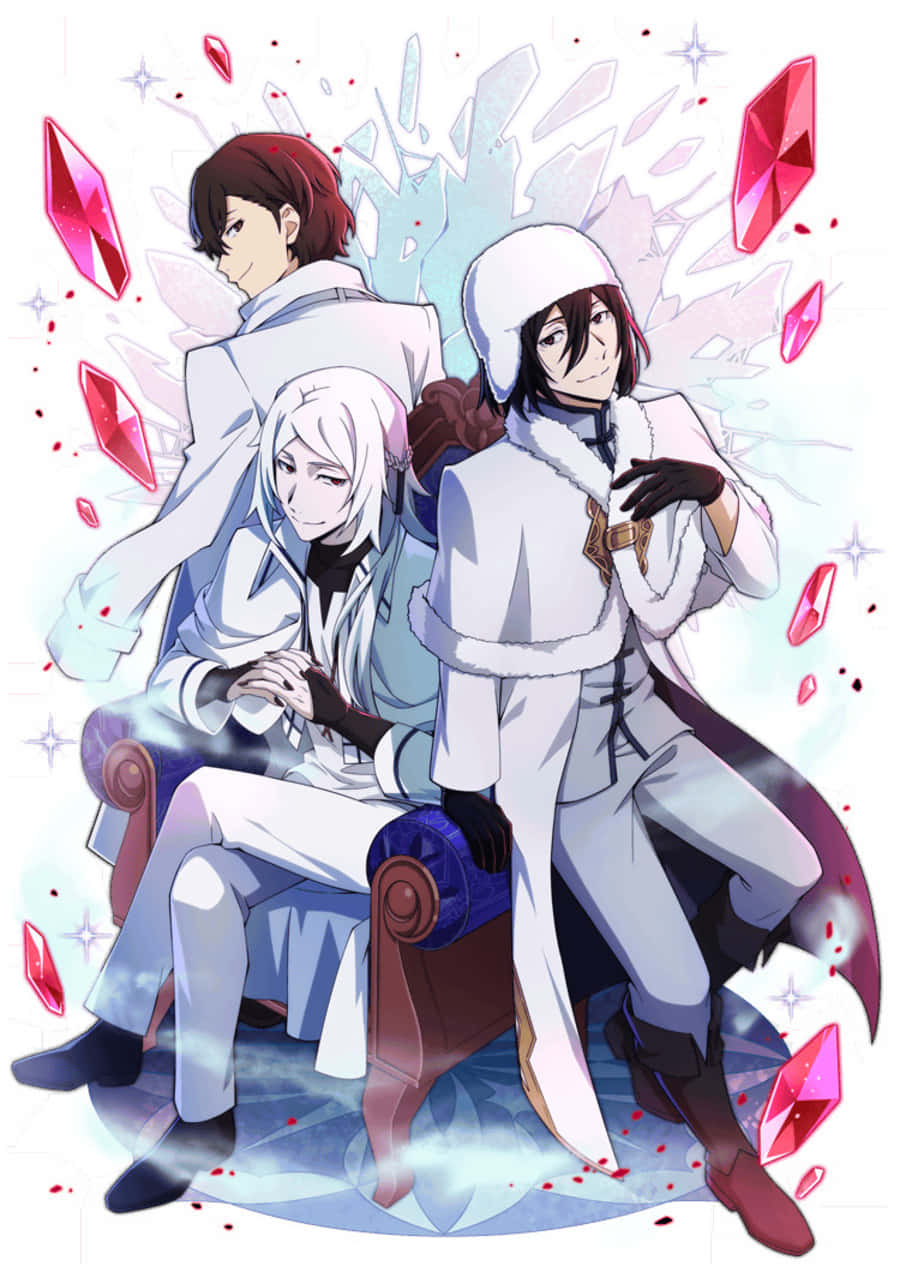 Shibusawa Tatsuhiko, traditional Japanese costume, white winter coats, SD Phone Wallpaper