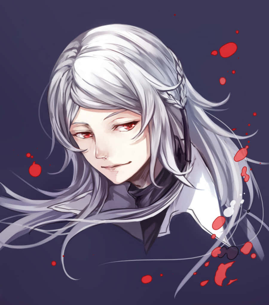 Shibusawa Tatsuhiko, silver hair, red eyes, SD Phone Wallpaper