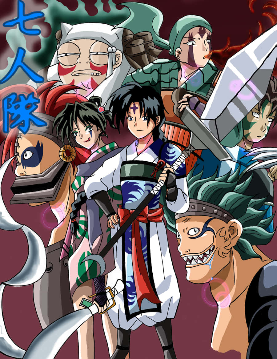 Shichinintai, seven warriors, traditional Japanese armor, SD Phone Wallpaper