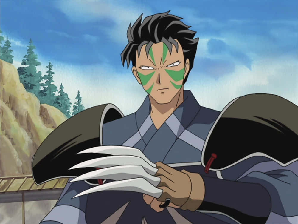 Shichinintai, green face paint, clawed weapon, SD Desktop Wallpaper