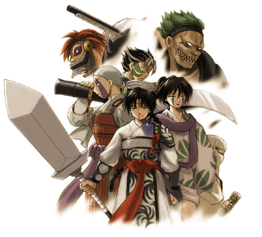 Shichinintai, swords, masks, SD Desktop Wallpaper