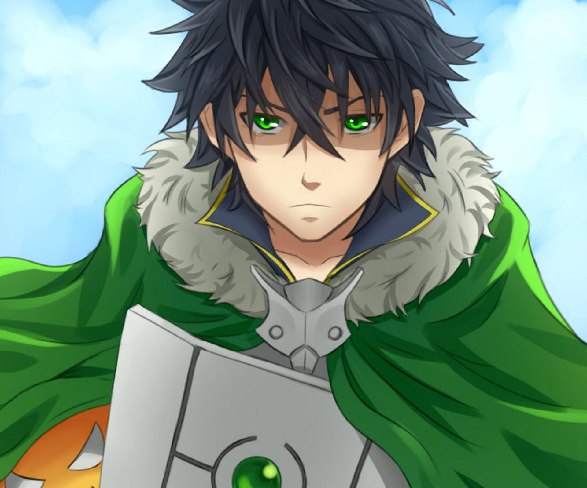 Shield Hero, green cloak, fur collar, Full HD Desktop Wallpaper