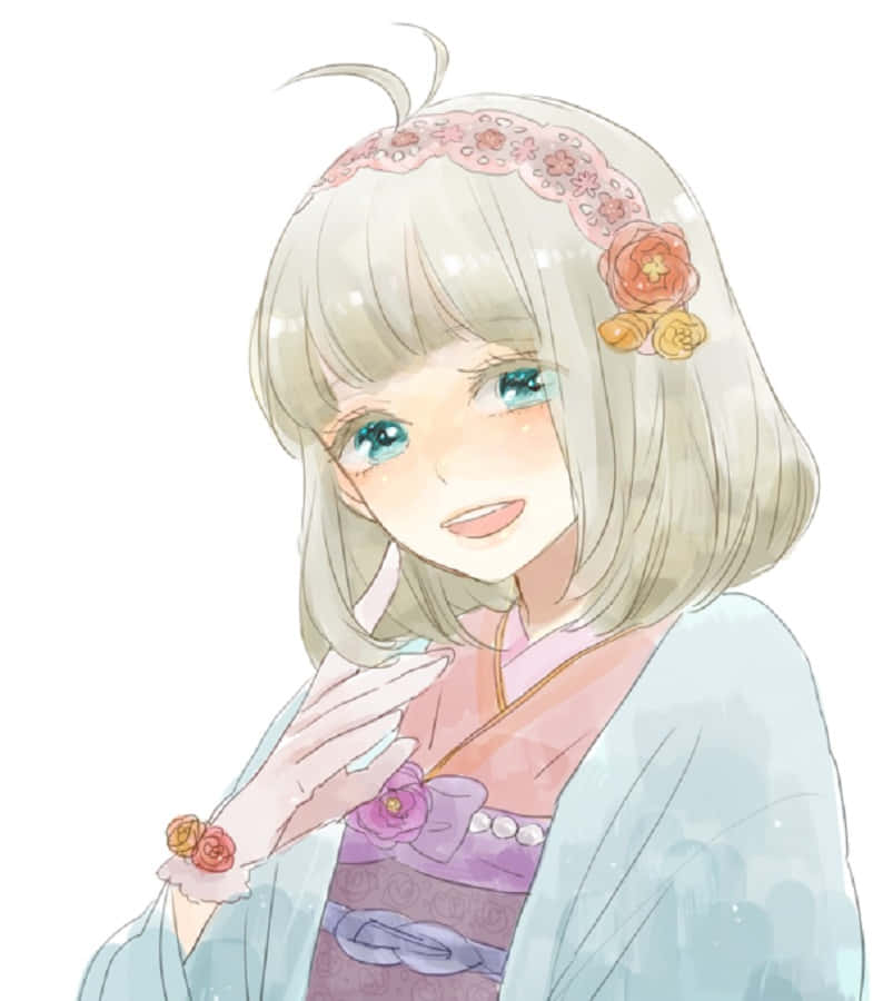 Shiemi Moriyama, floral headband, traditional-style outfit, SD Phone Wallpaper