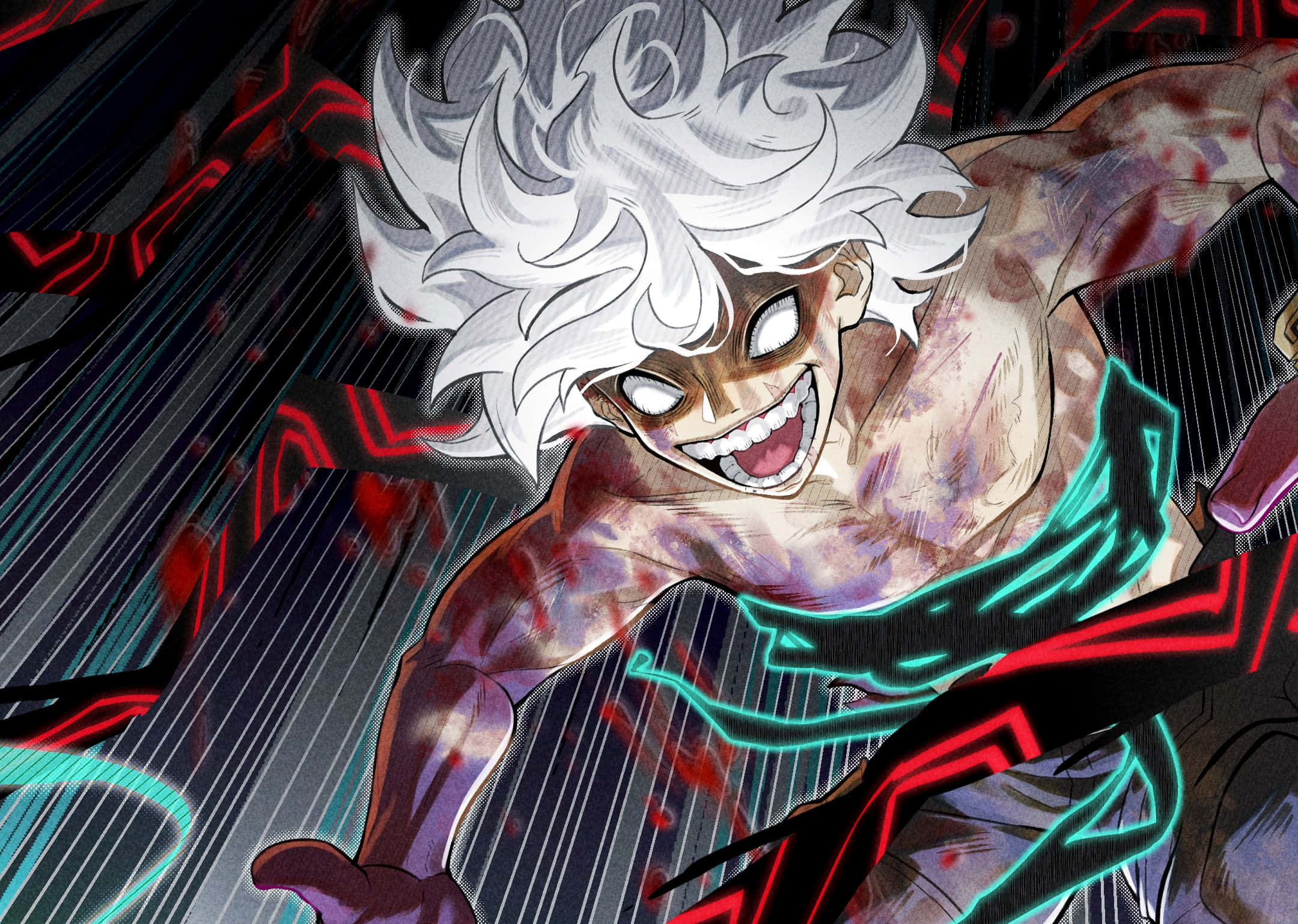 Shigaraki, white-haired anime character, glowing eyes, Full HD Desktop Wallpaper