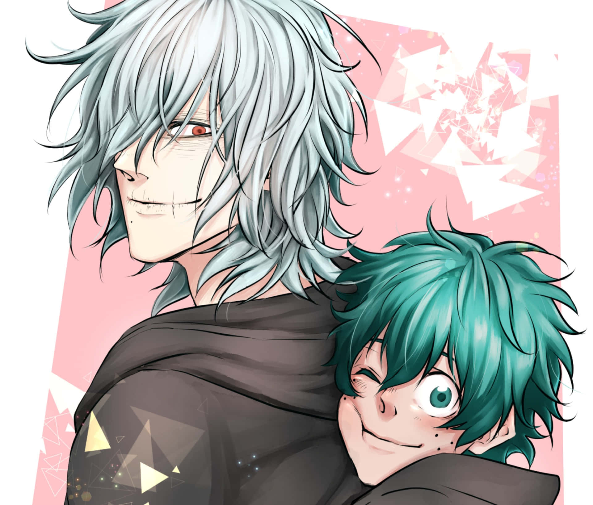 Shigaraki, silver-haired anime man, red eyes, Full HD Desktop Wallpaper